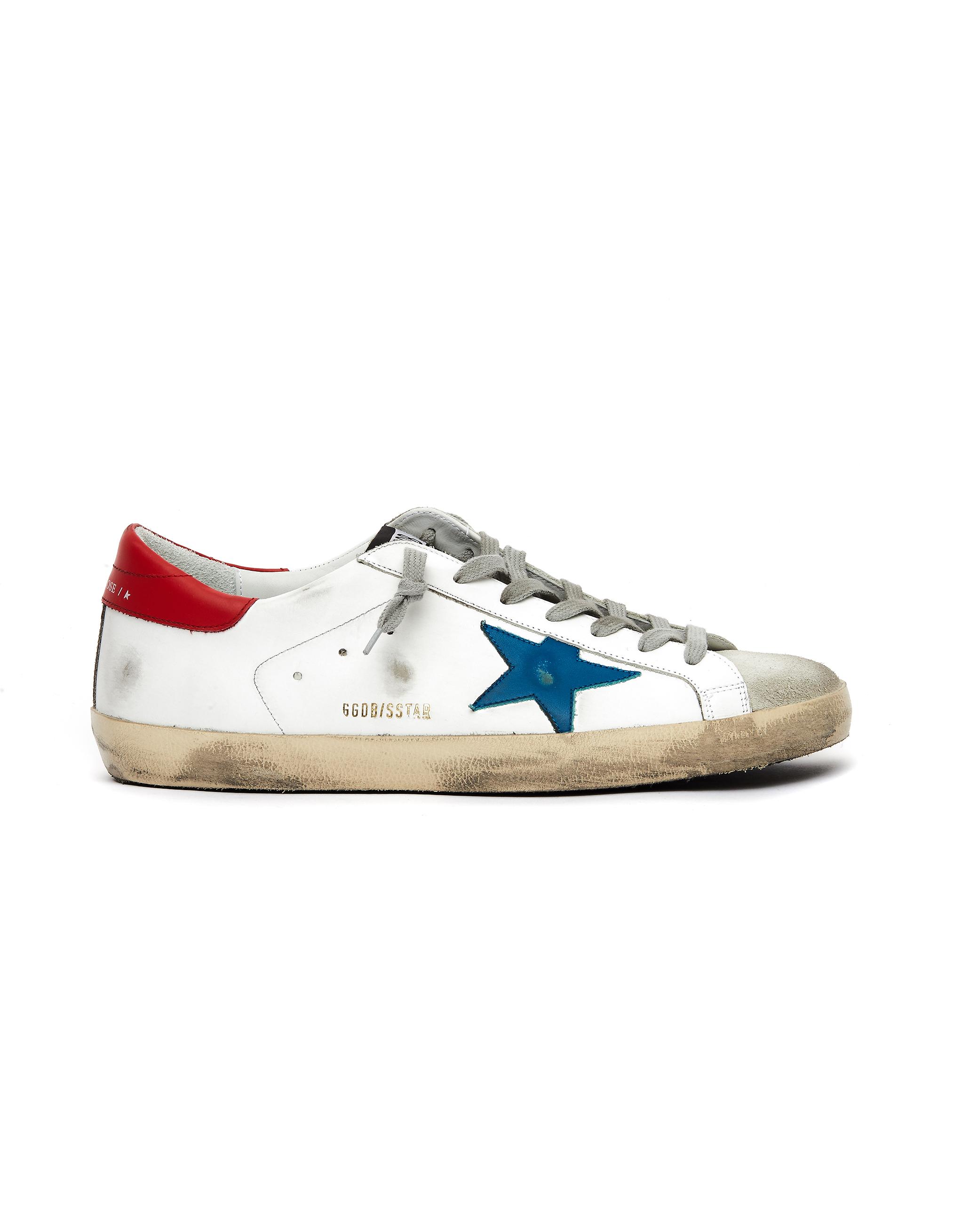 Golden Goose Deluxe Brand Goose Superstar Sneakers With Red Tab & Blue ...