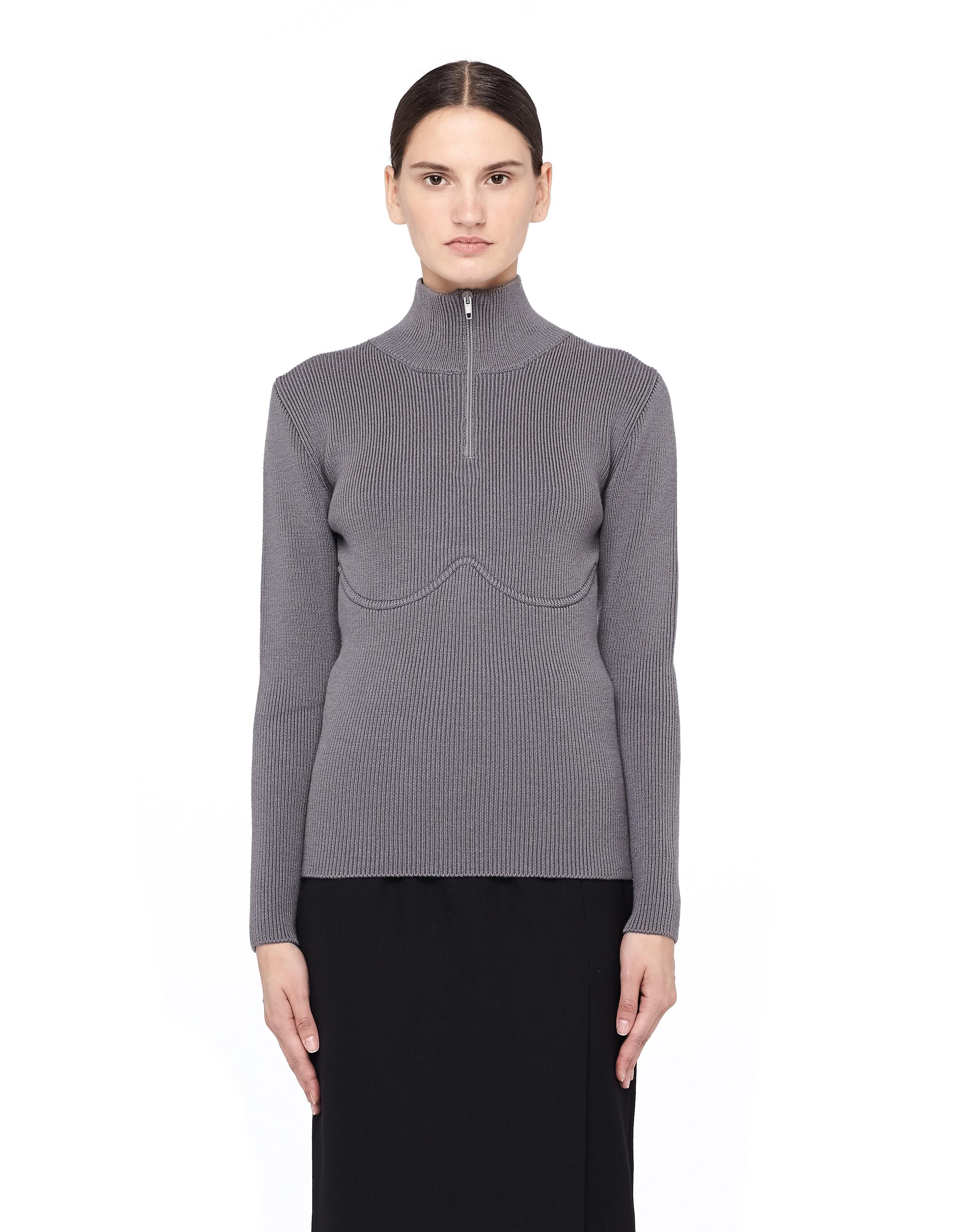 Lyst - Balenciaga Zip Up Wool Turtleneck With Bra Detail in Gray