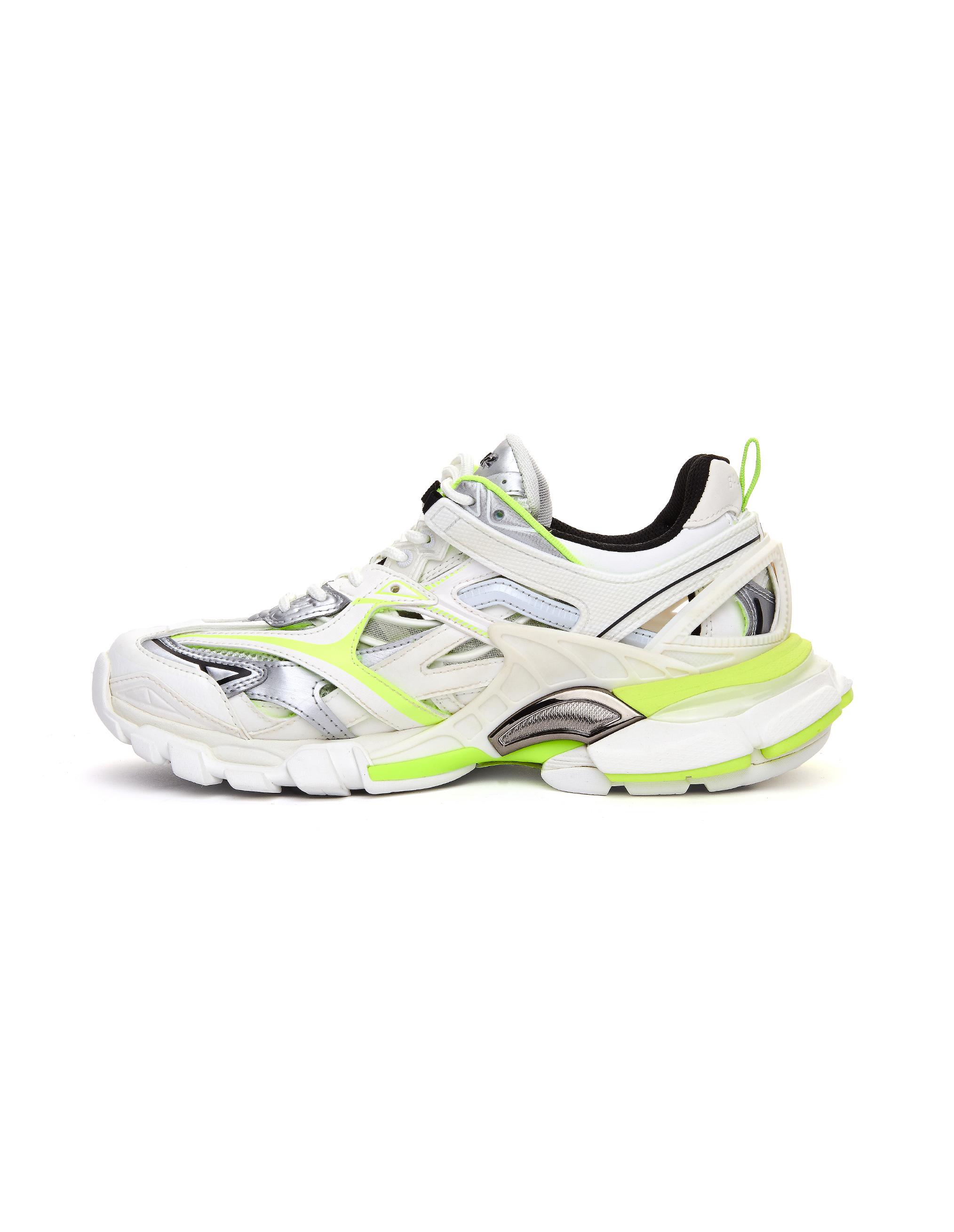 Balenciaga Synthetic White & Green Track 2 Sneakers - Lyst