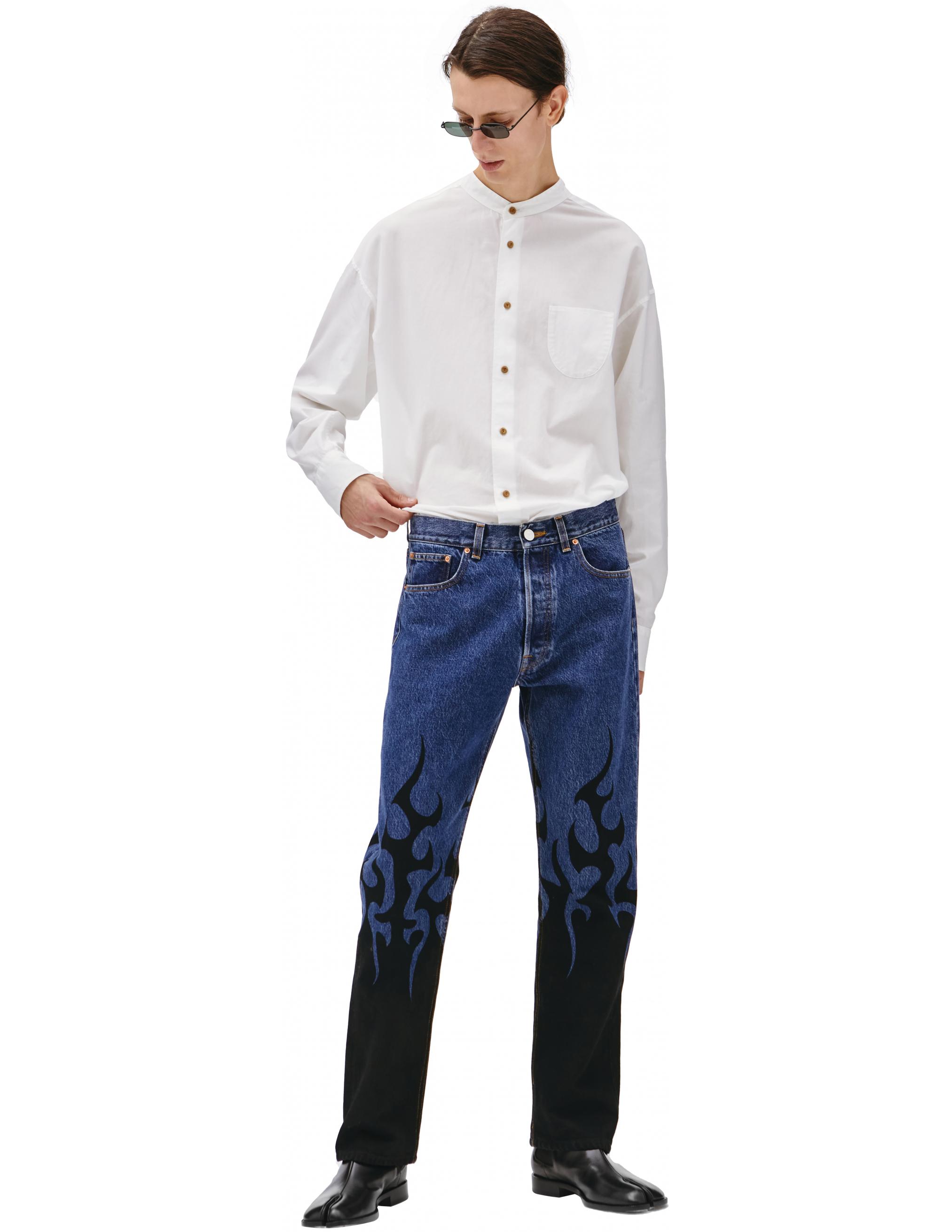 Vetements Denim Flame-print Straight-leg Jeans in Navy Blue (Blue) for Men  - Lyst
