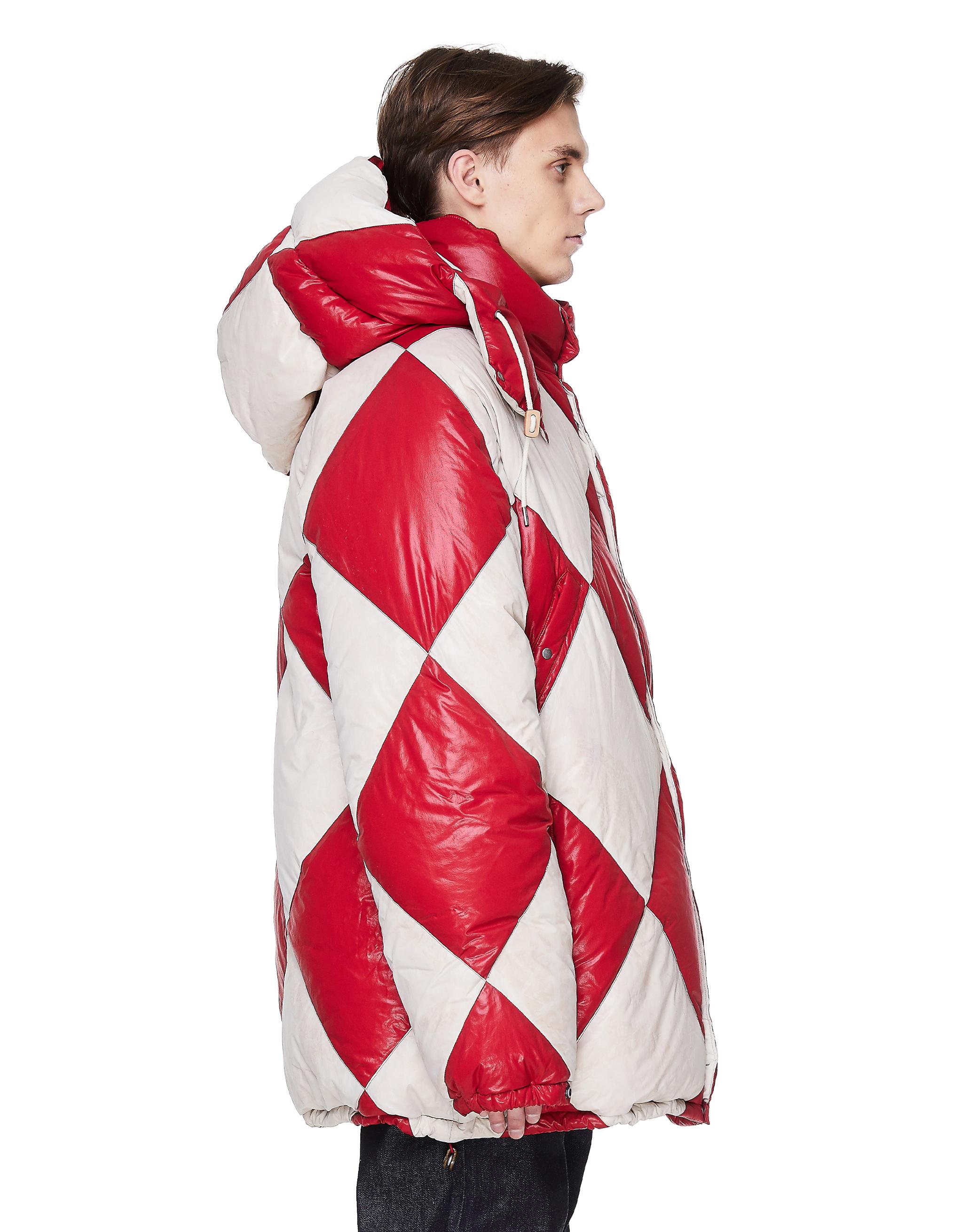 red blue white puffer jacket