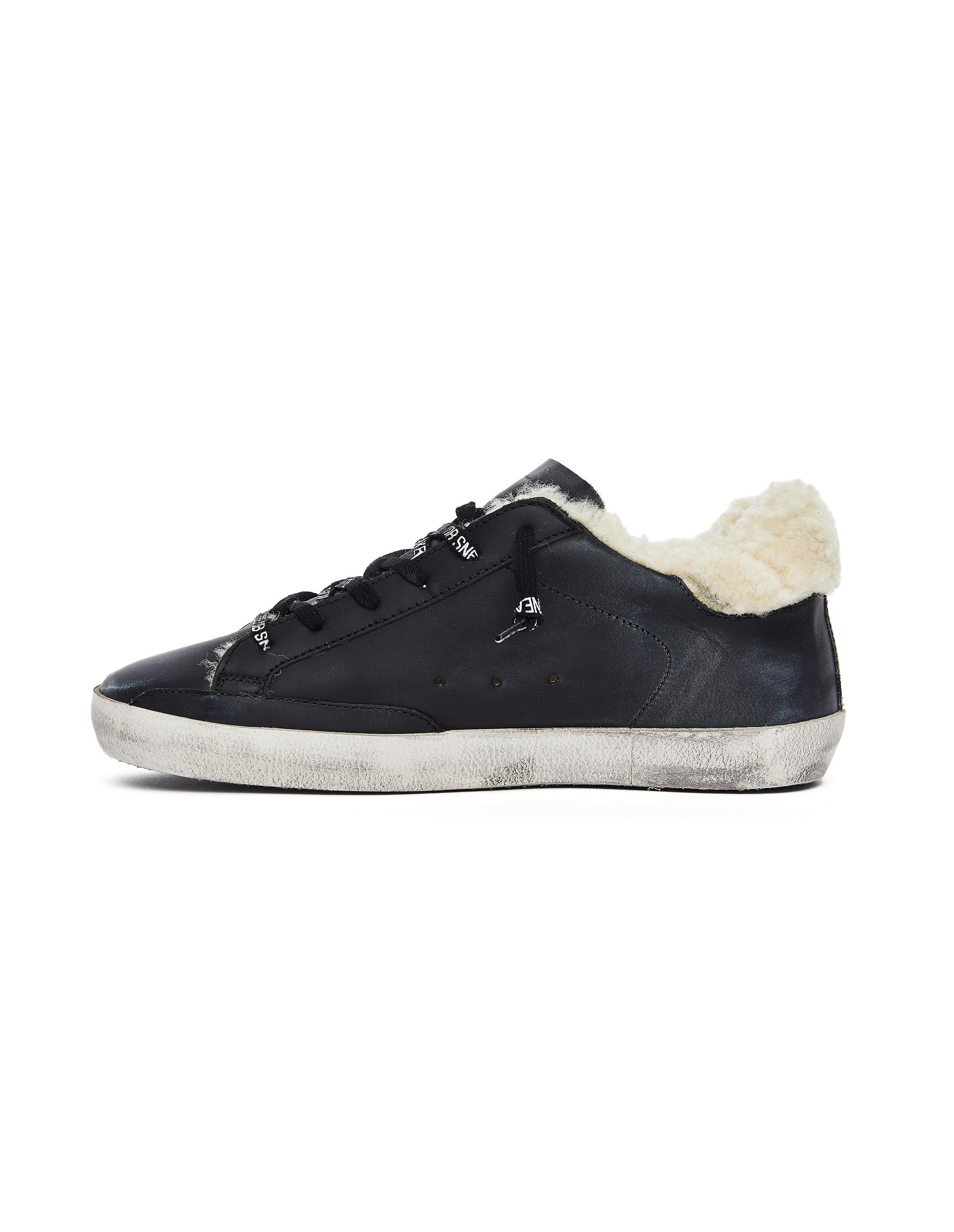 golden goose black shearling sneakers