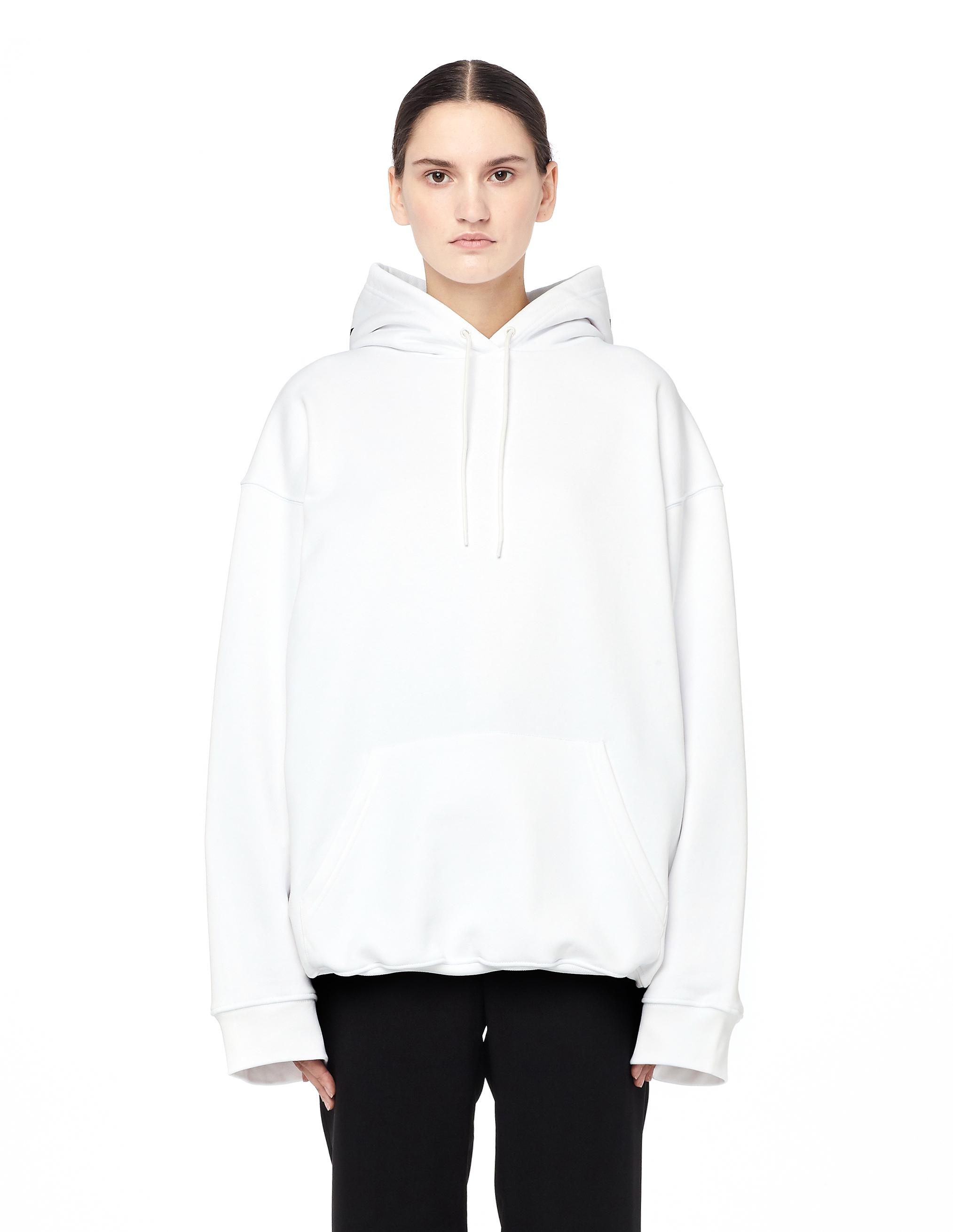 Balenciaga Logo Printed Hoodie in White - Lyst