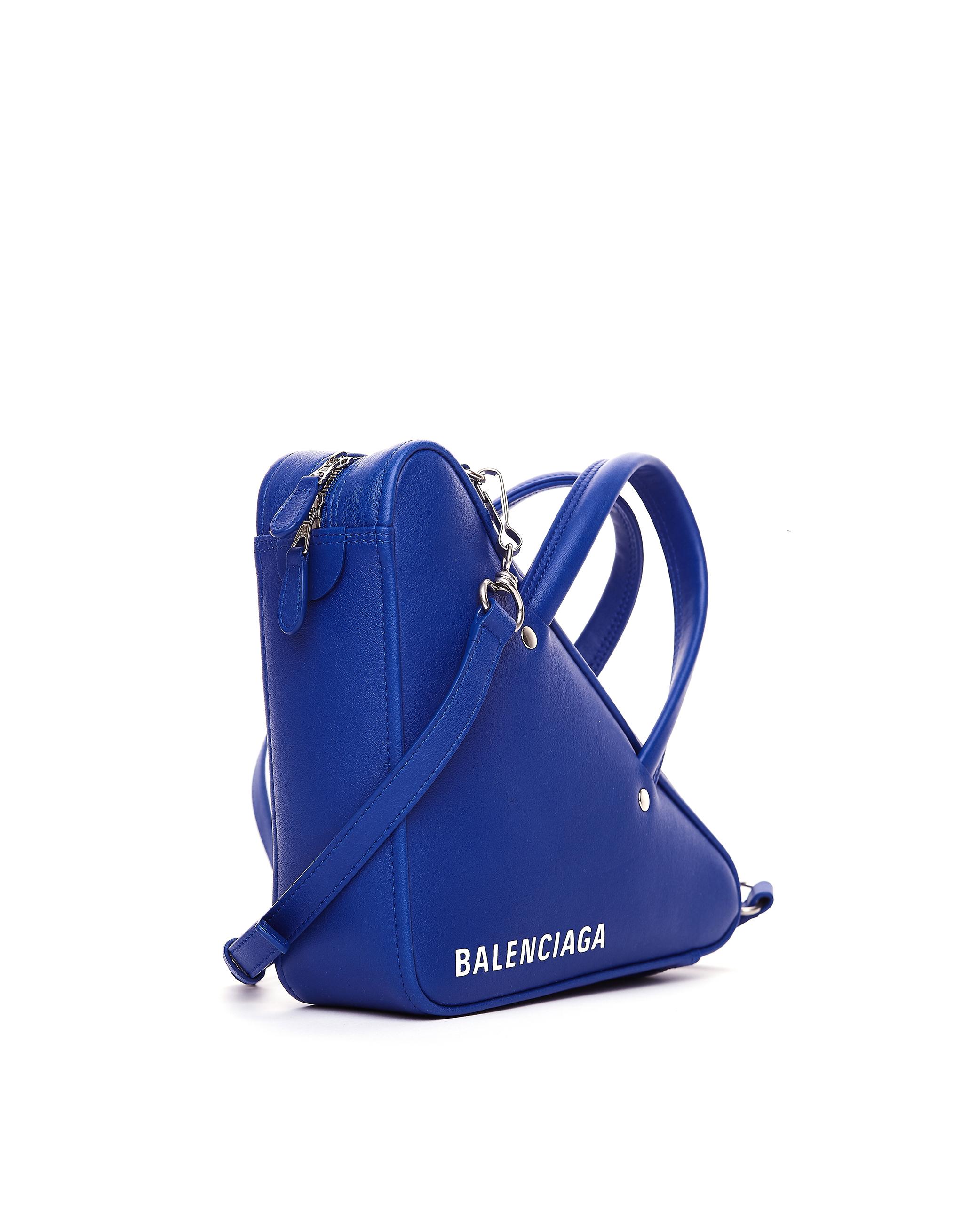 Balenciaga Leather Blue Triangle Duffle Bag Xs - Lyst