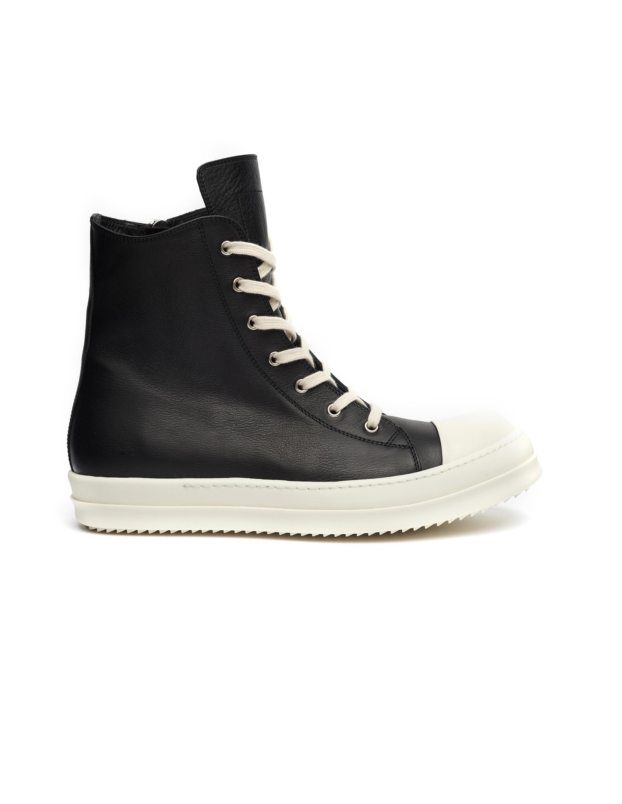 Rick Owens Leather Sneakers in Black for Men - Lyst