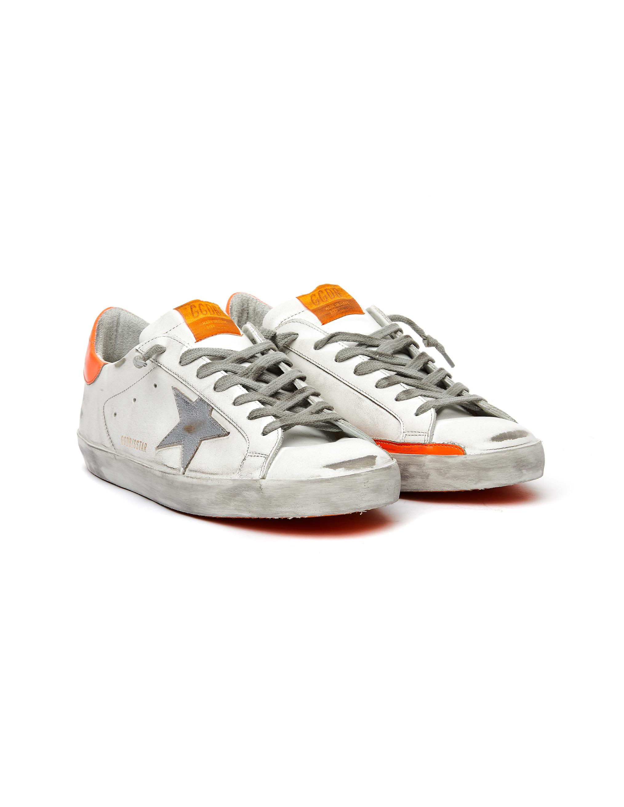 Golden Goose Goose Fluo Orange & White Superstar Sneakers - Lyst
