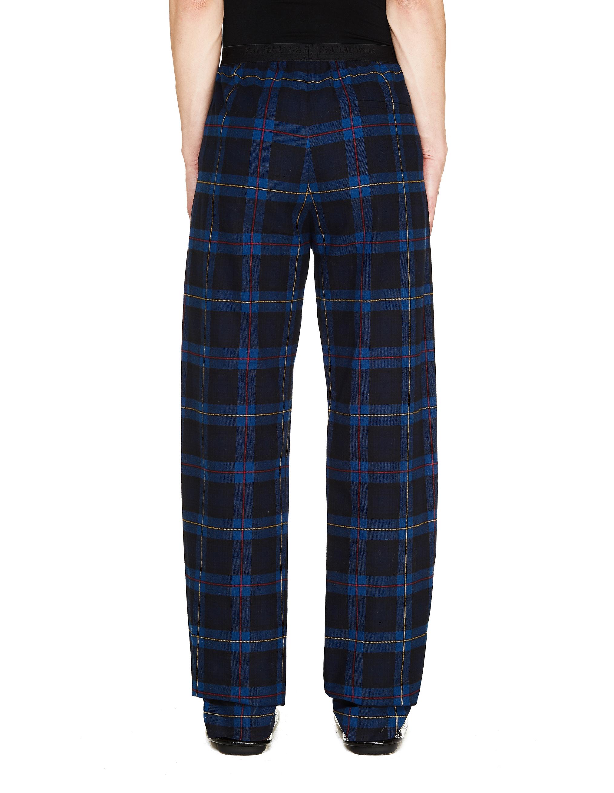 Balenciaga Blue Checked Flannel Trousers for Men - Lyst