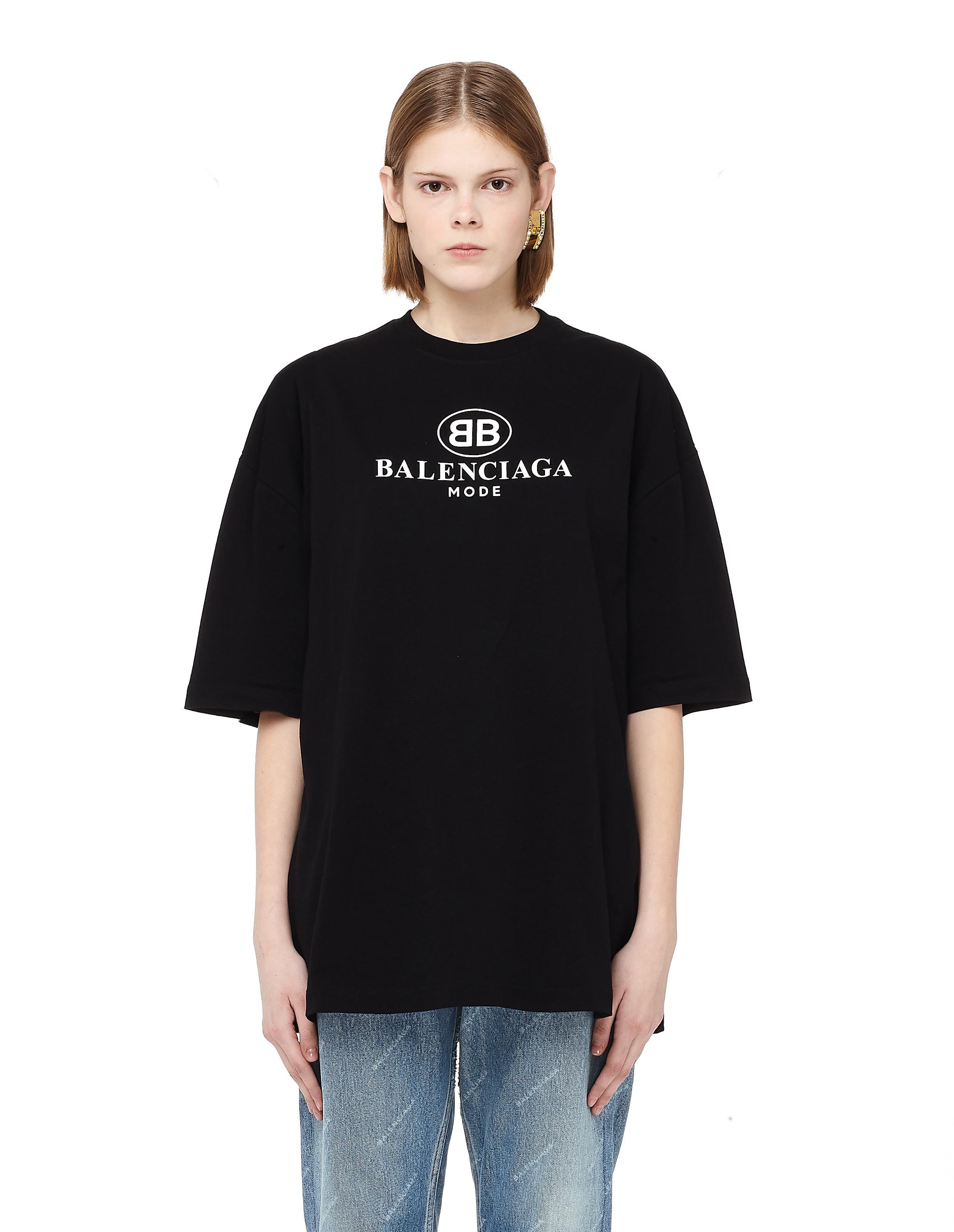  Balenciaga  Cotton Bb Mode Printed T  shirt  in Black Lyst