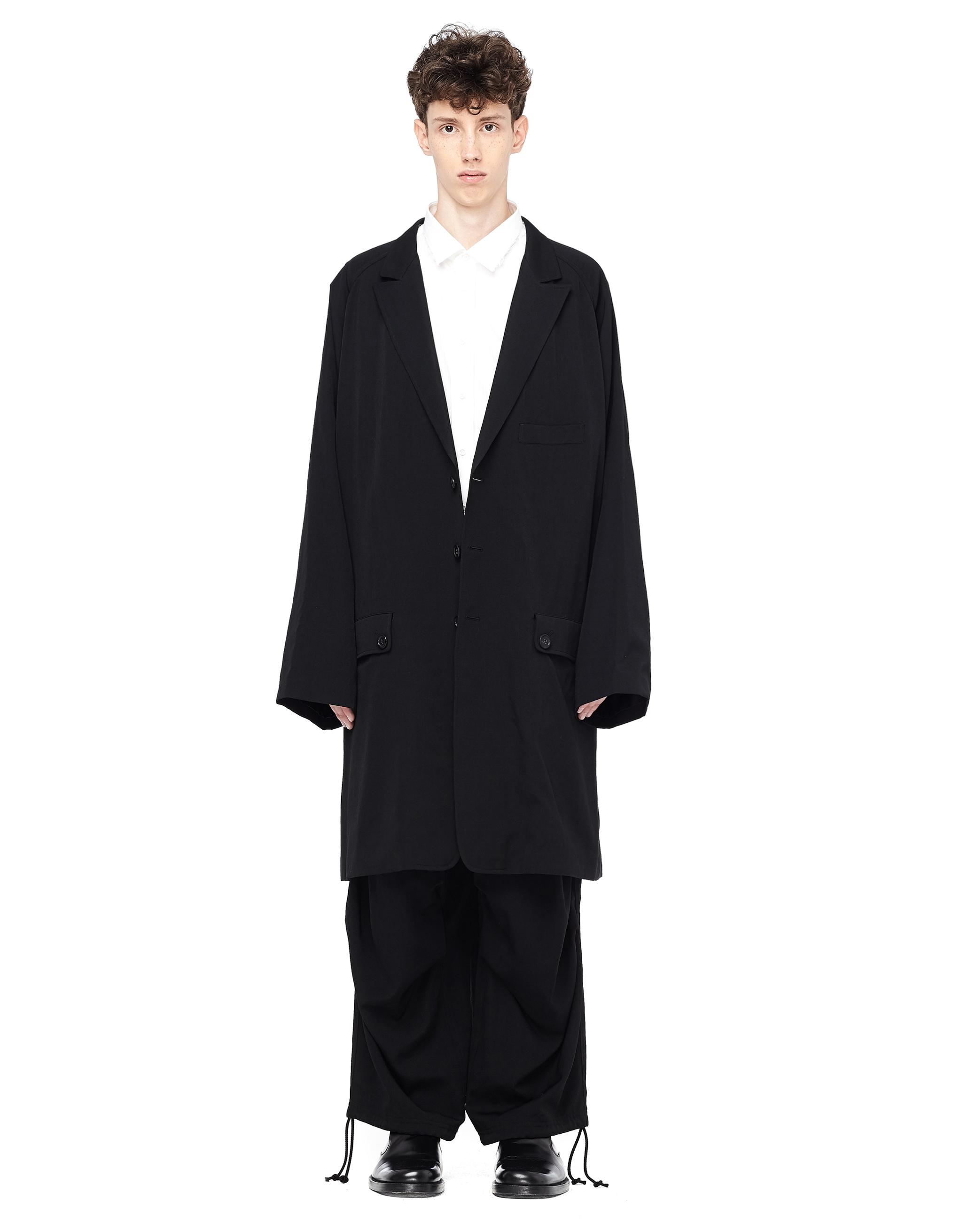 Yohji Yamamoto Wool Printed Coat in Black for Men - Lyst