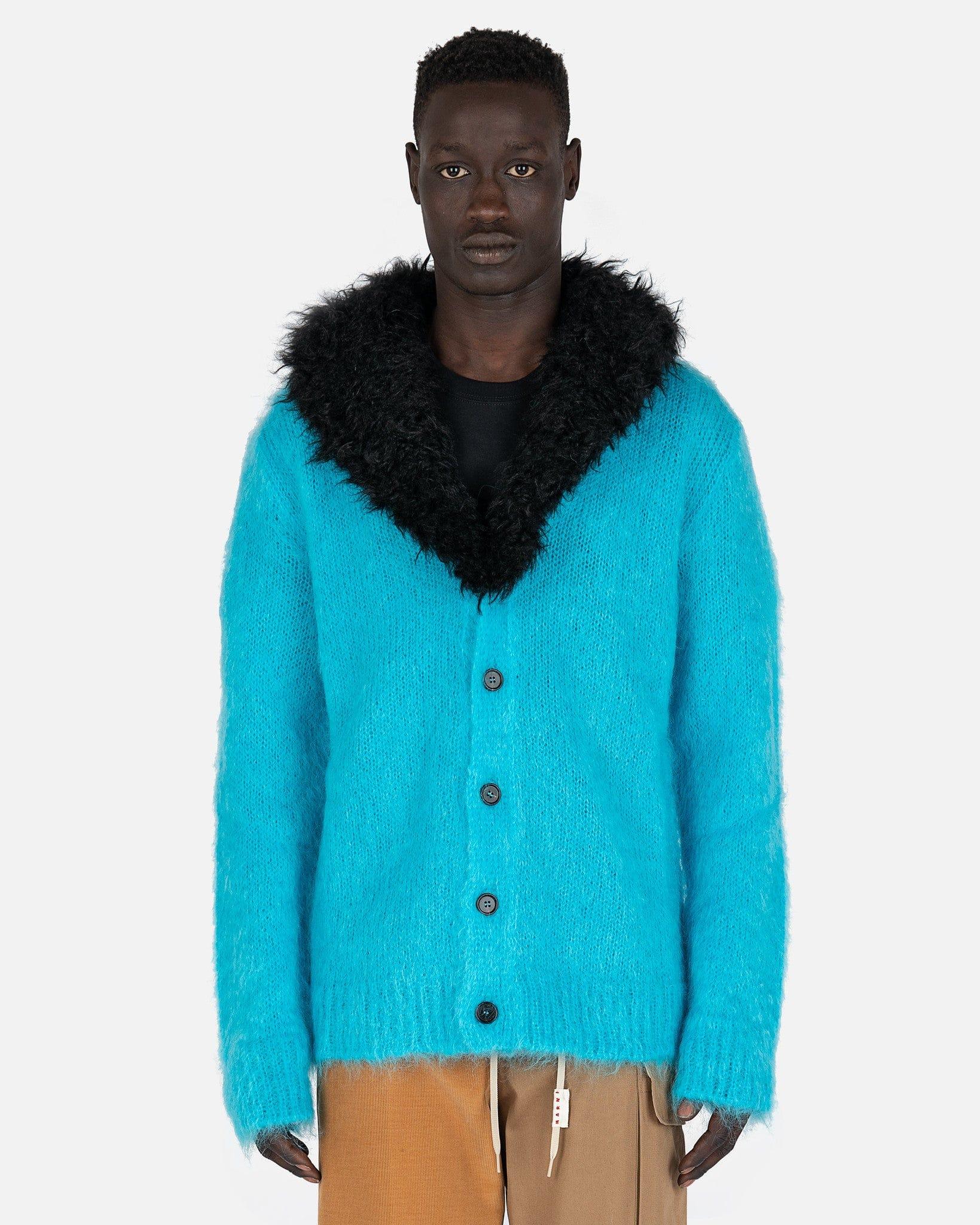 Marni Iconic Solid Color Mohair Cardigan in Blue for Men | Lyst