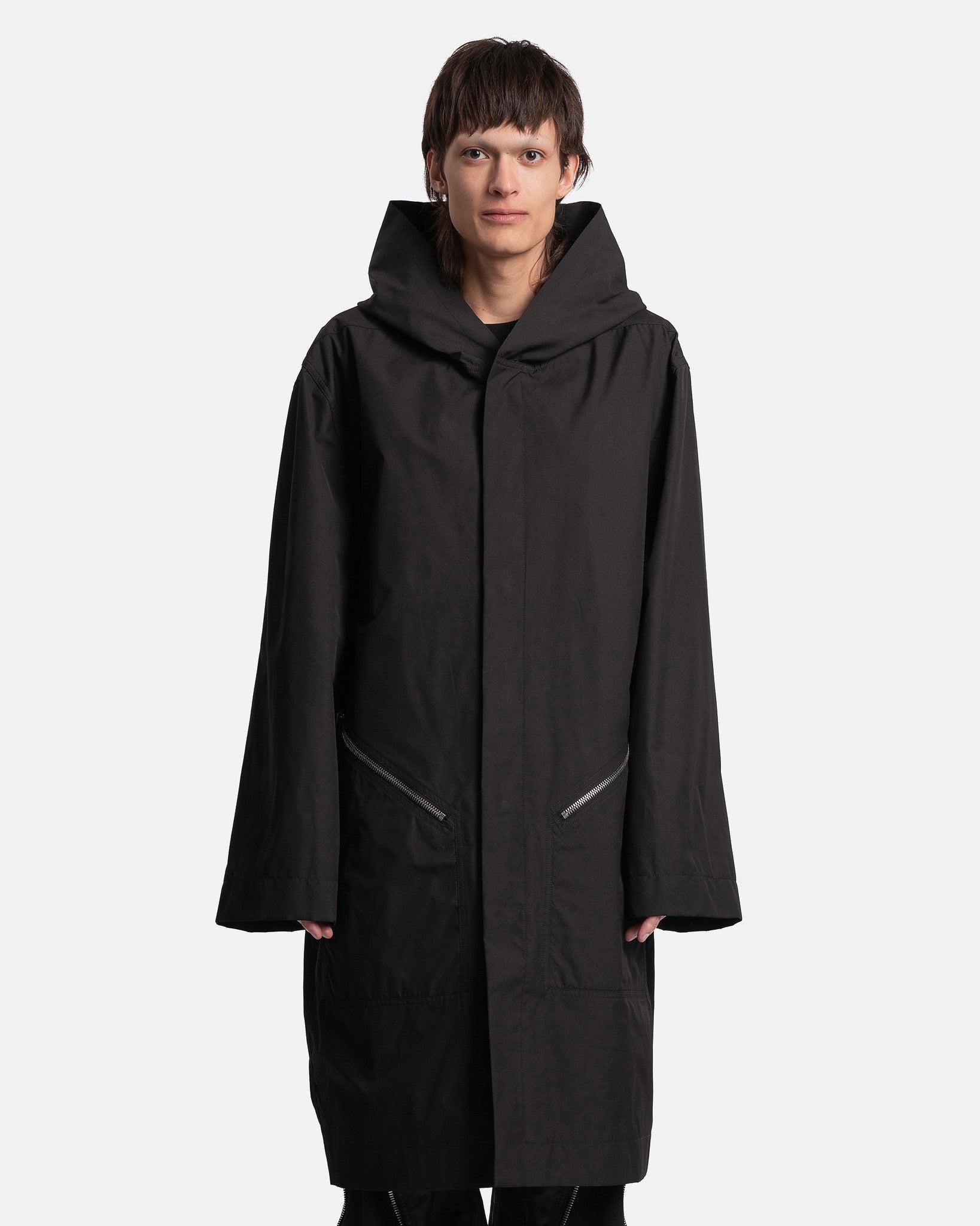 Rick Owens Hooded Raincoat in Black for Men | Lyst
