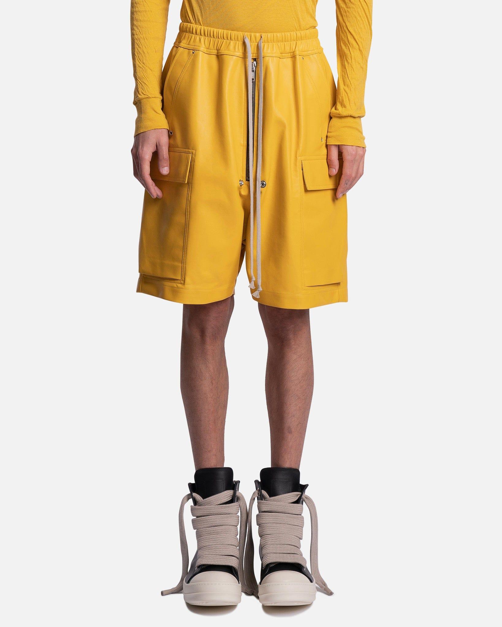 Rick Owens Leather Cargobela Shorts in Yellow for Men Lyst