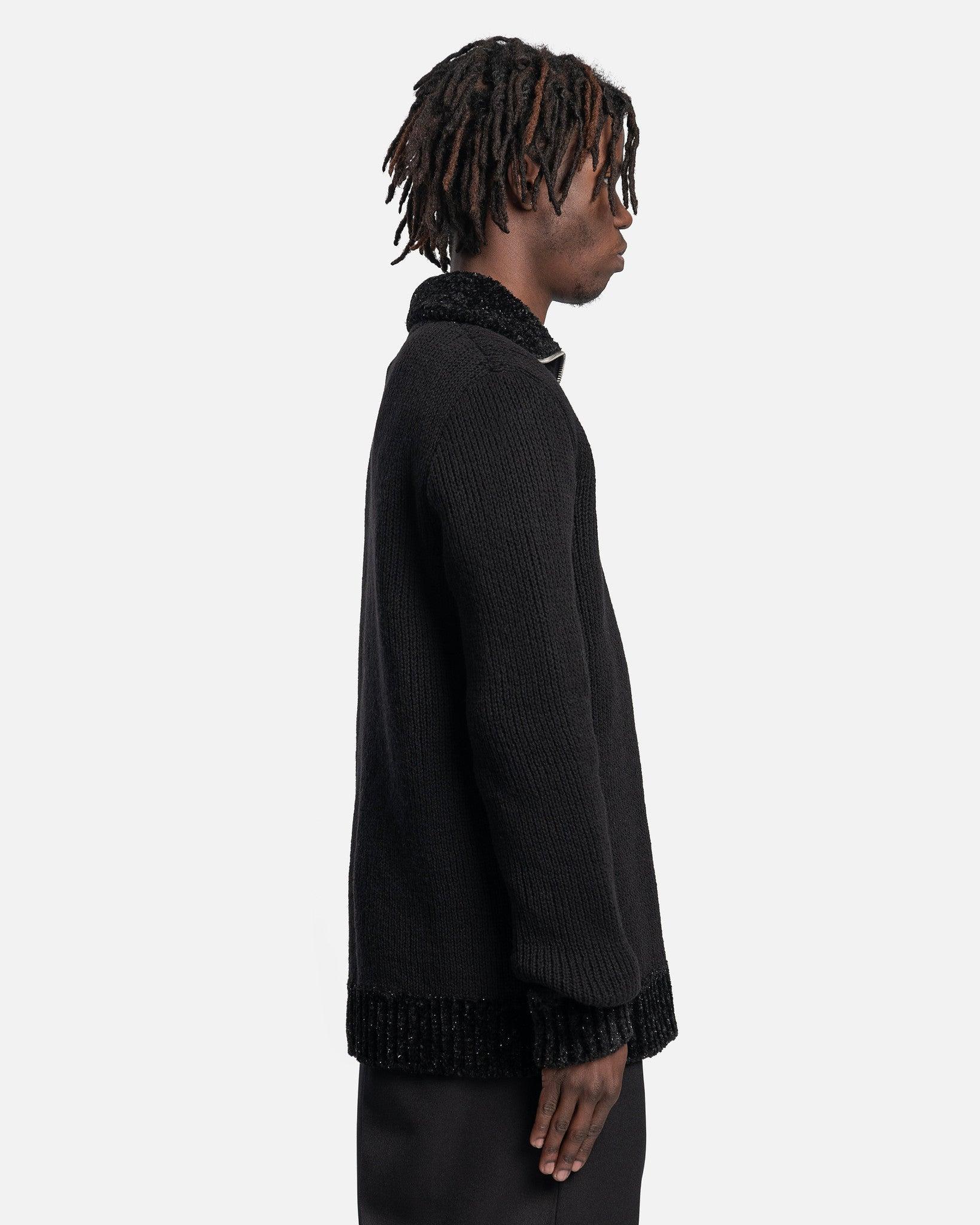 Raf Simons Double Layered Fishermen Sweater With Short Zip in Raf Simons Double Layered Fishermen Sweater With Short Zip in