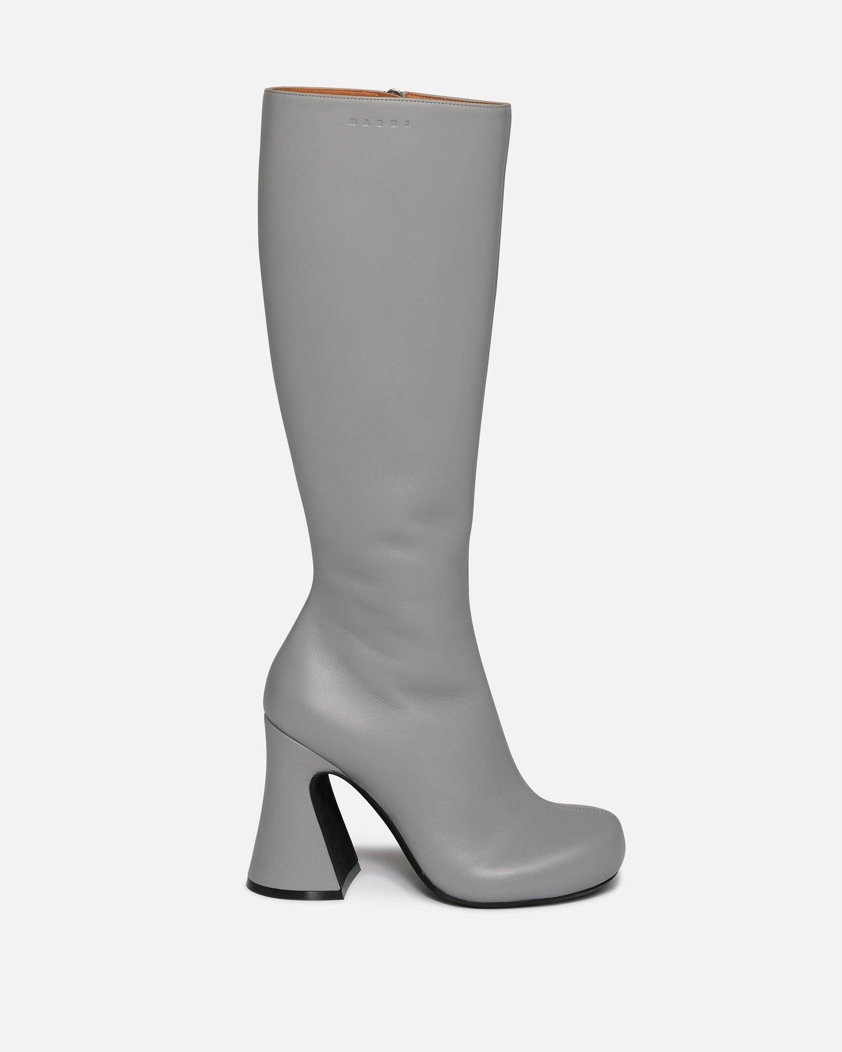 Marni Knee-high Leather Boots in Gray | Lyst