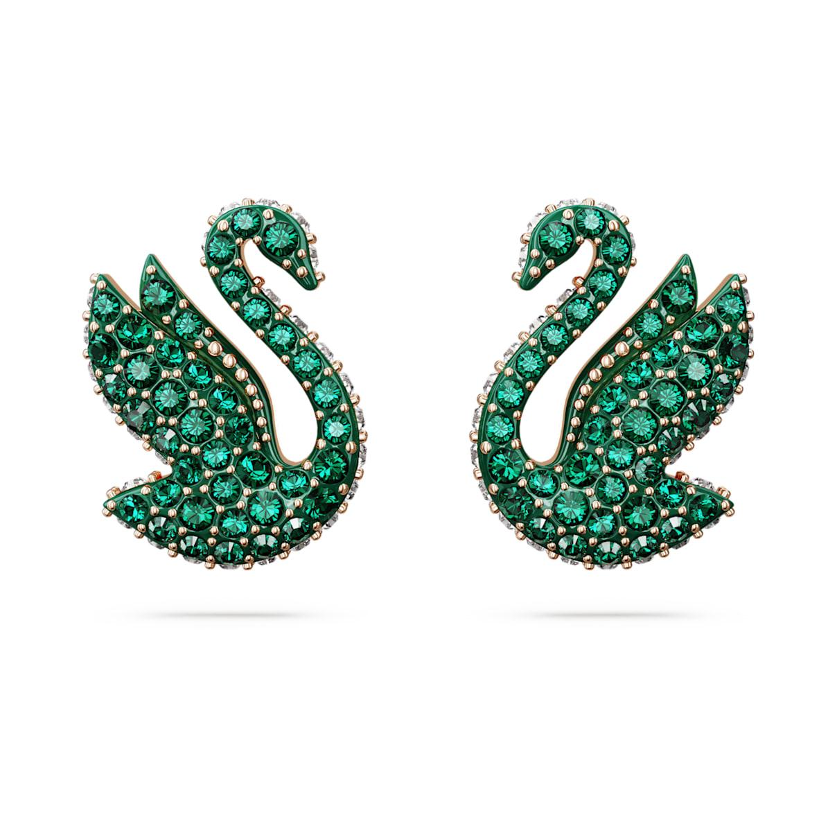 Clous d'oreilles iconic swan, cygne Swarovski en coloris Vert | Lyst