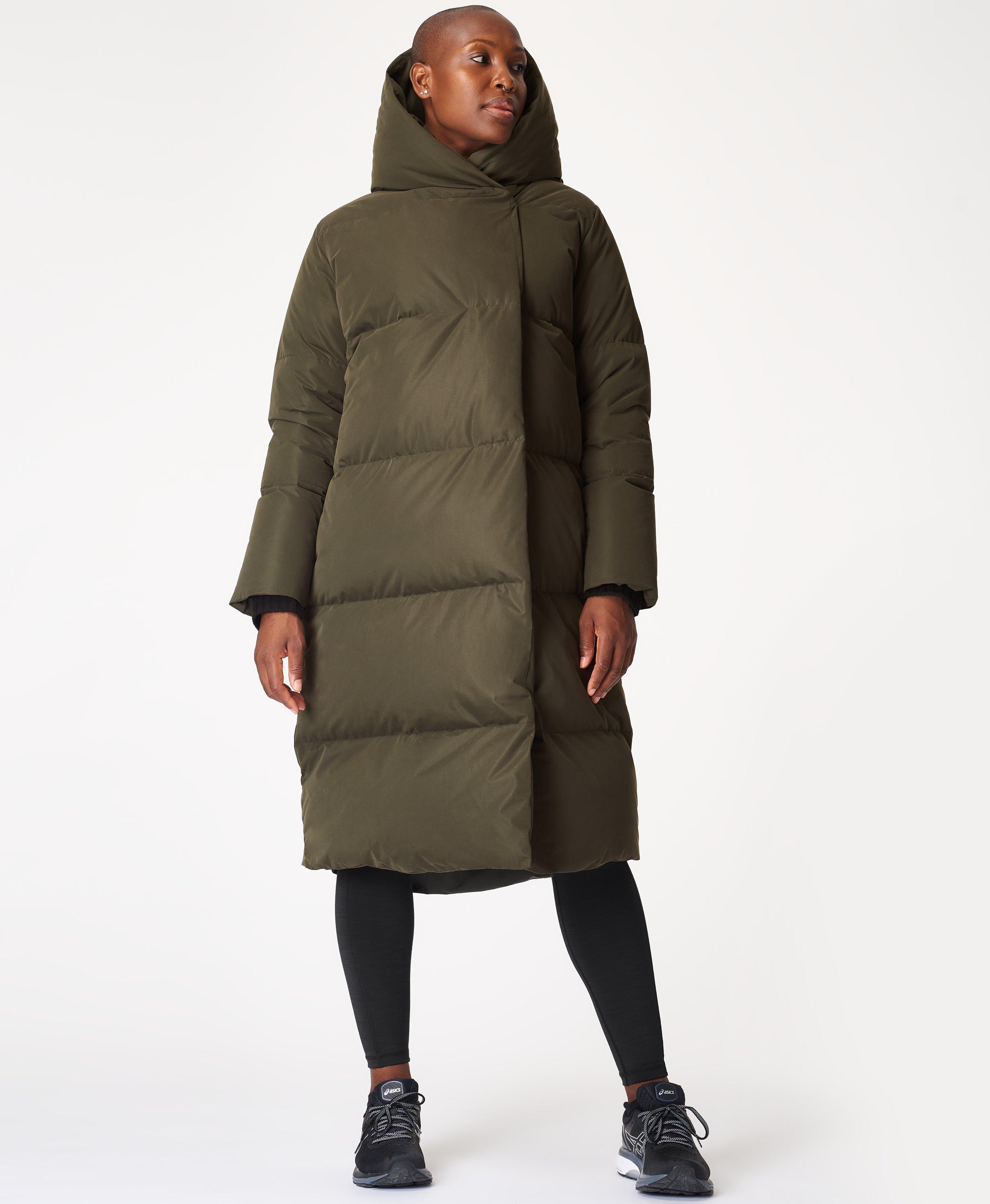 Sweaty Betty Cocoon Down Puffer Wrap Coat in Dark Forest Green (Green) - Lyst