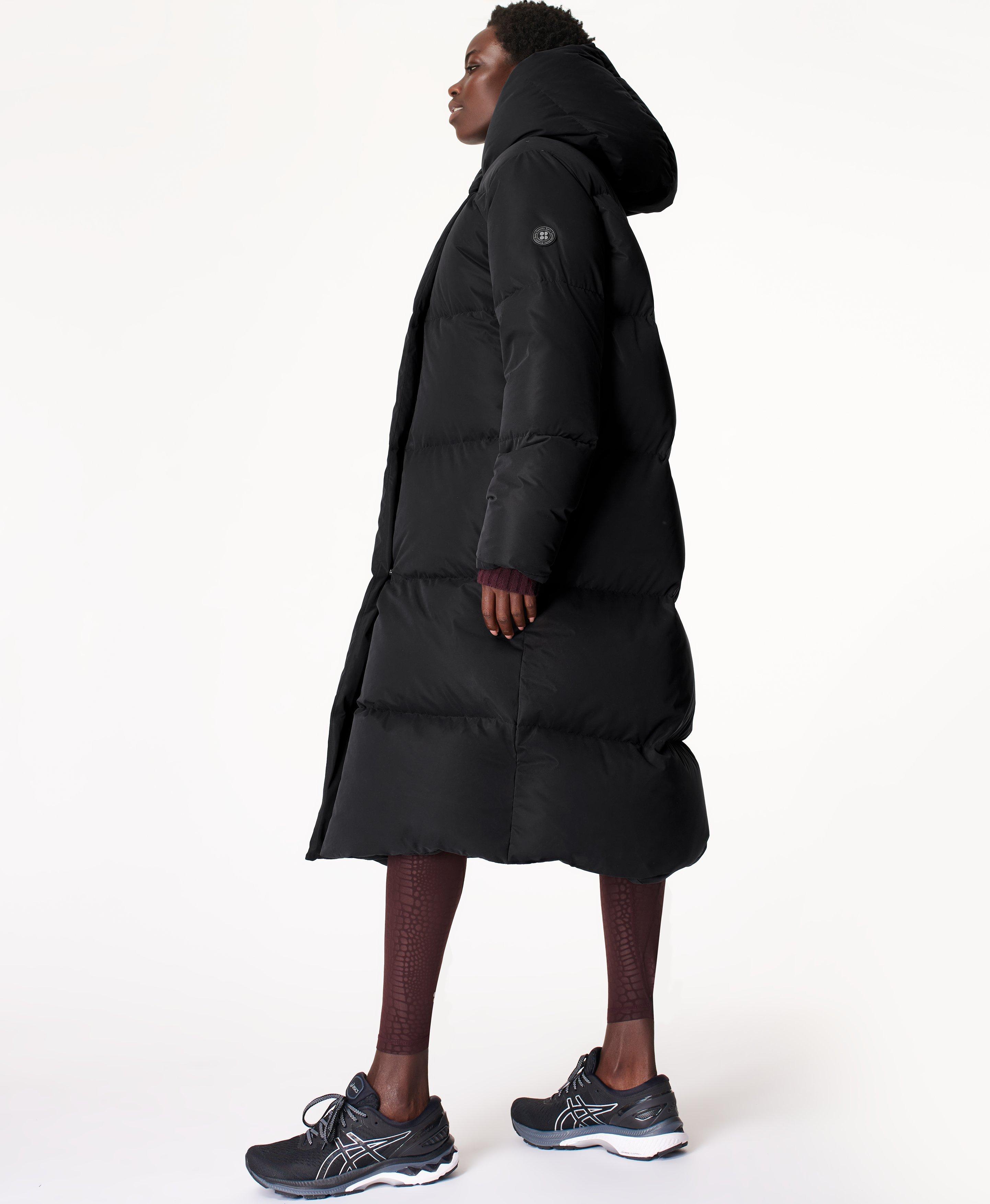 Sweaty Betty Cocoon Down Puffer Wrap Coat in Black - Lyst
