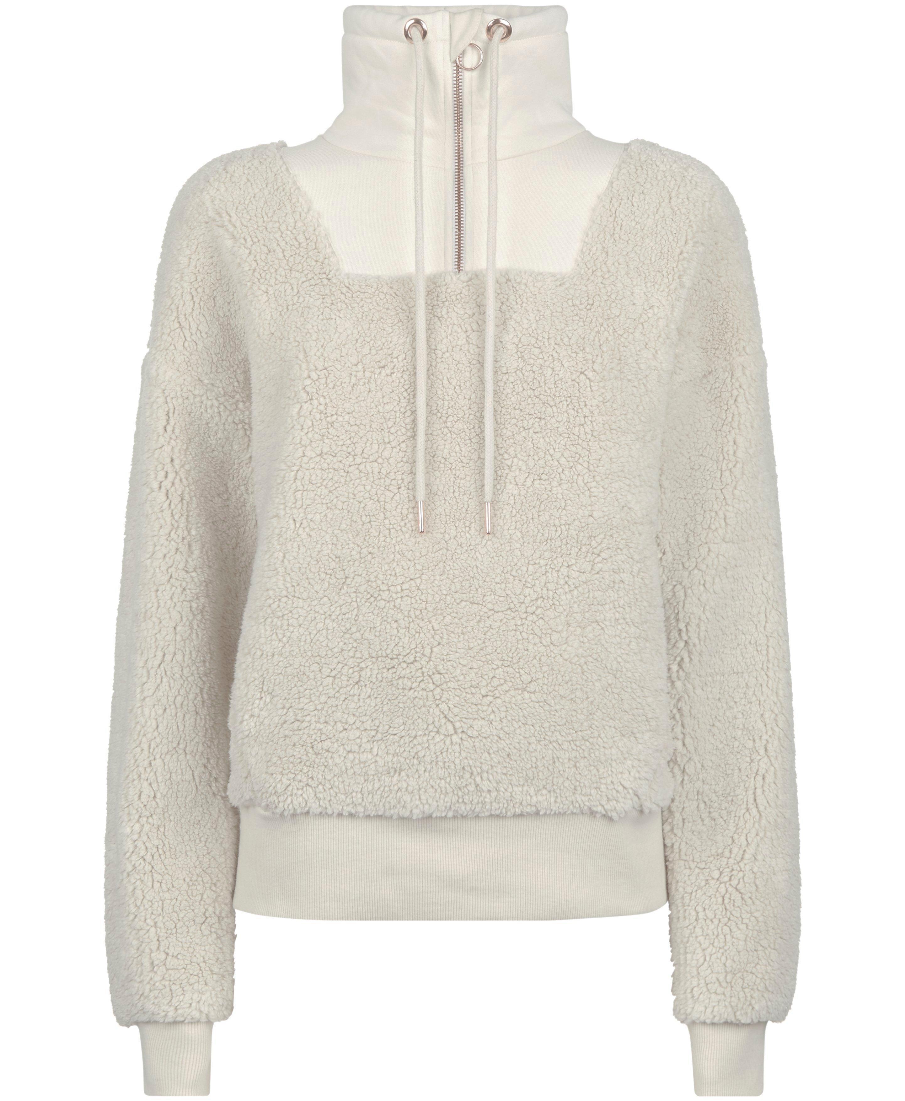white sherpa half zip