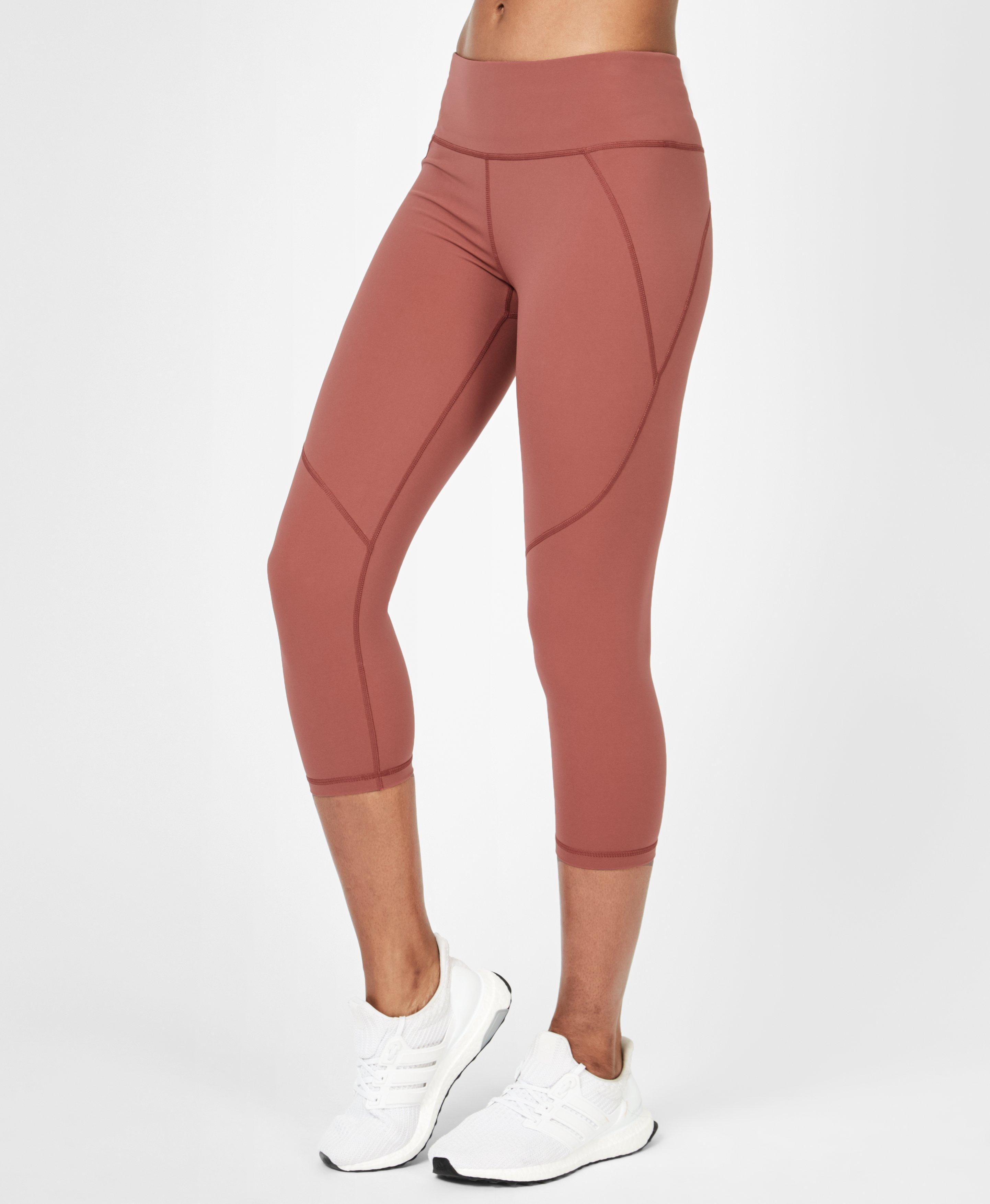 Sweaty Betty Power Cropped Workout Leggings in Rust (Red