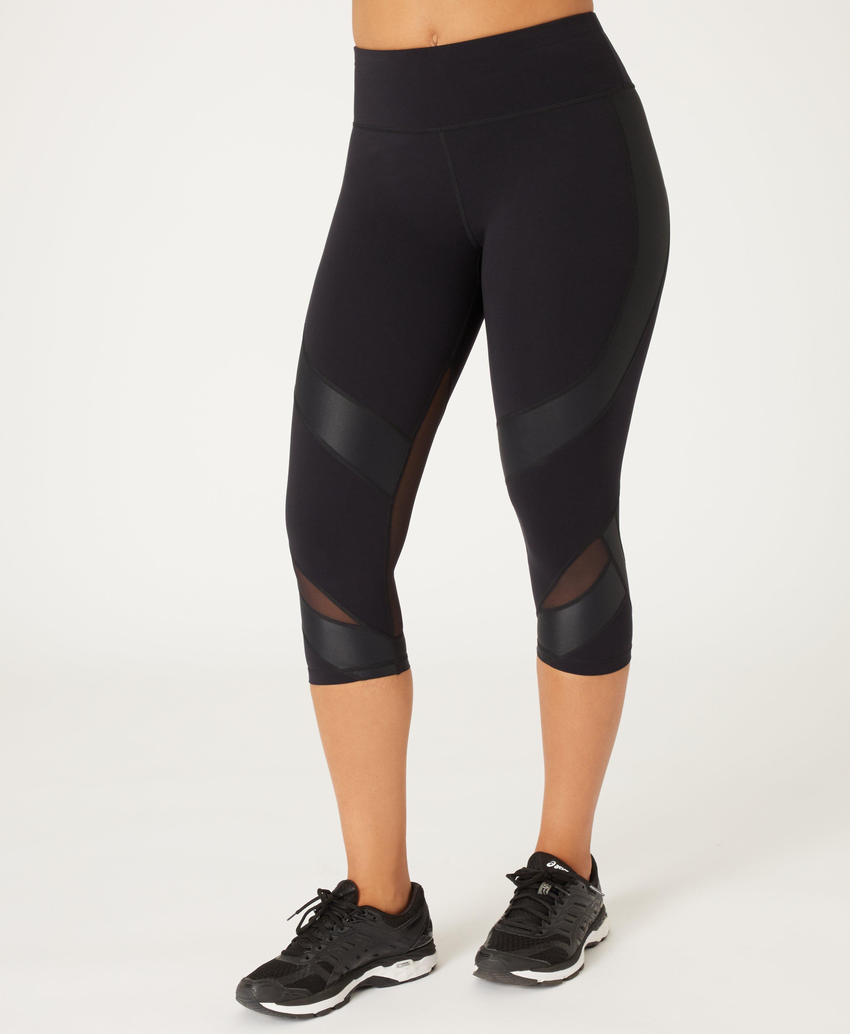 Sweaty Betty Power Mesh Cropped Workout Leggings in Black ...