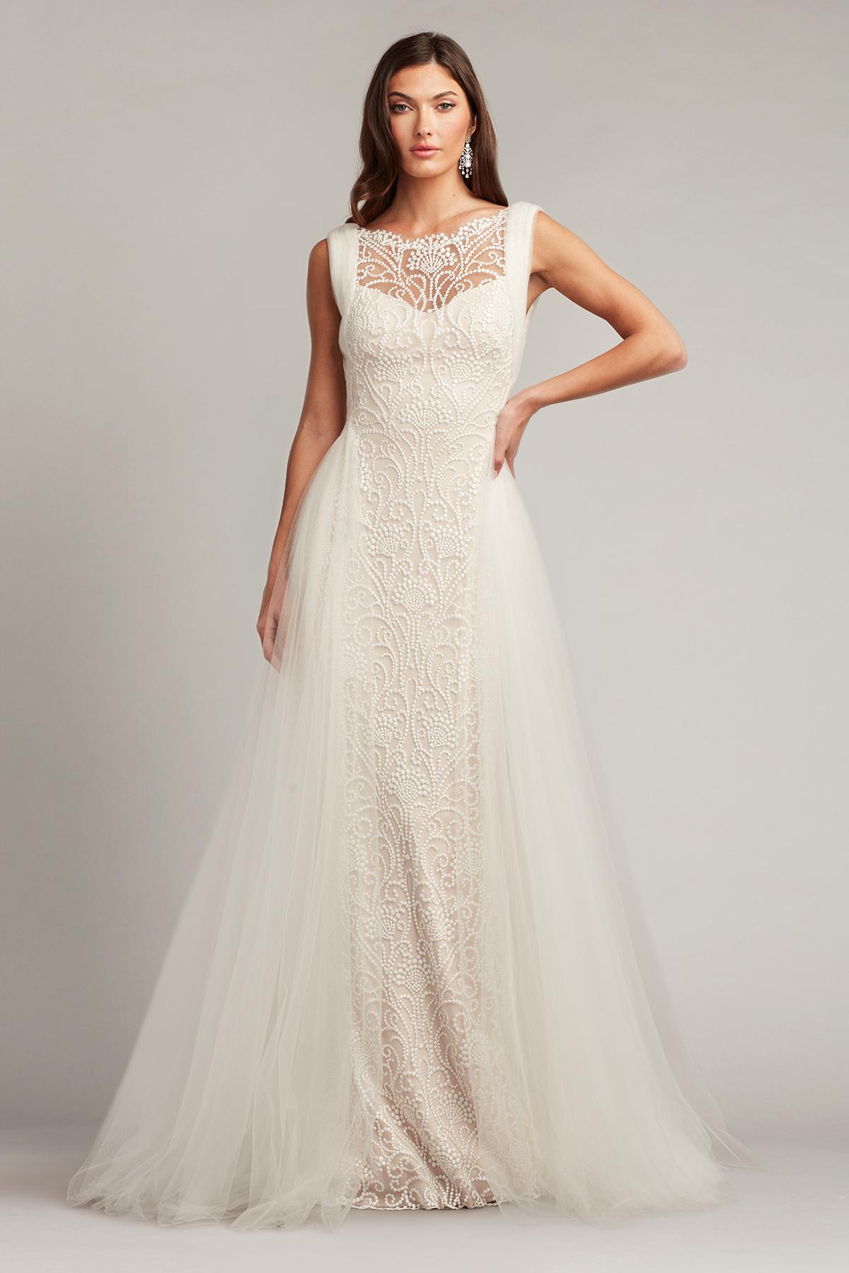 Tadashi Shoji Alamo Dot Embroidered Bridal Gown-Ivptl in Natural 