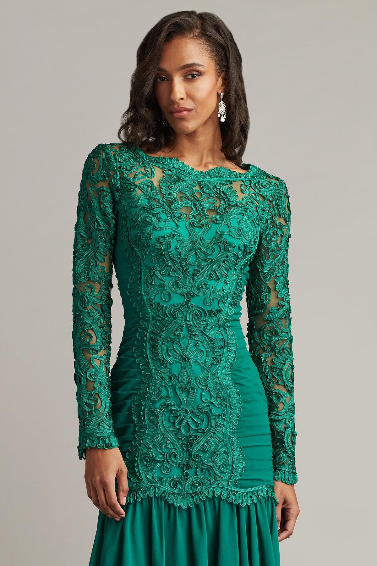 teal lace midi dress Caroline Lace Short Sleeves Midi Dress main image 0