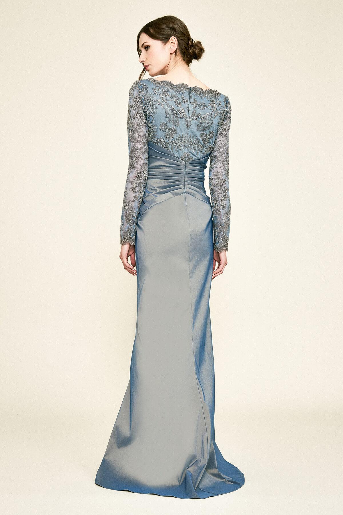 taffeta gown with sleeves