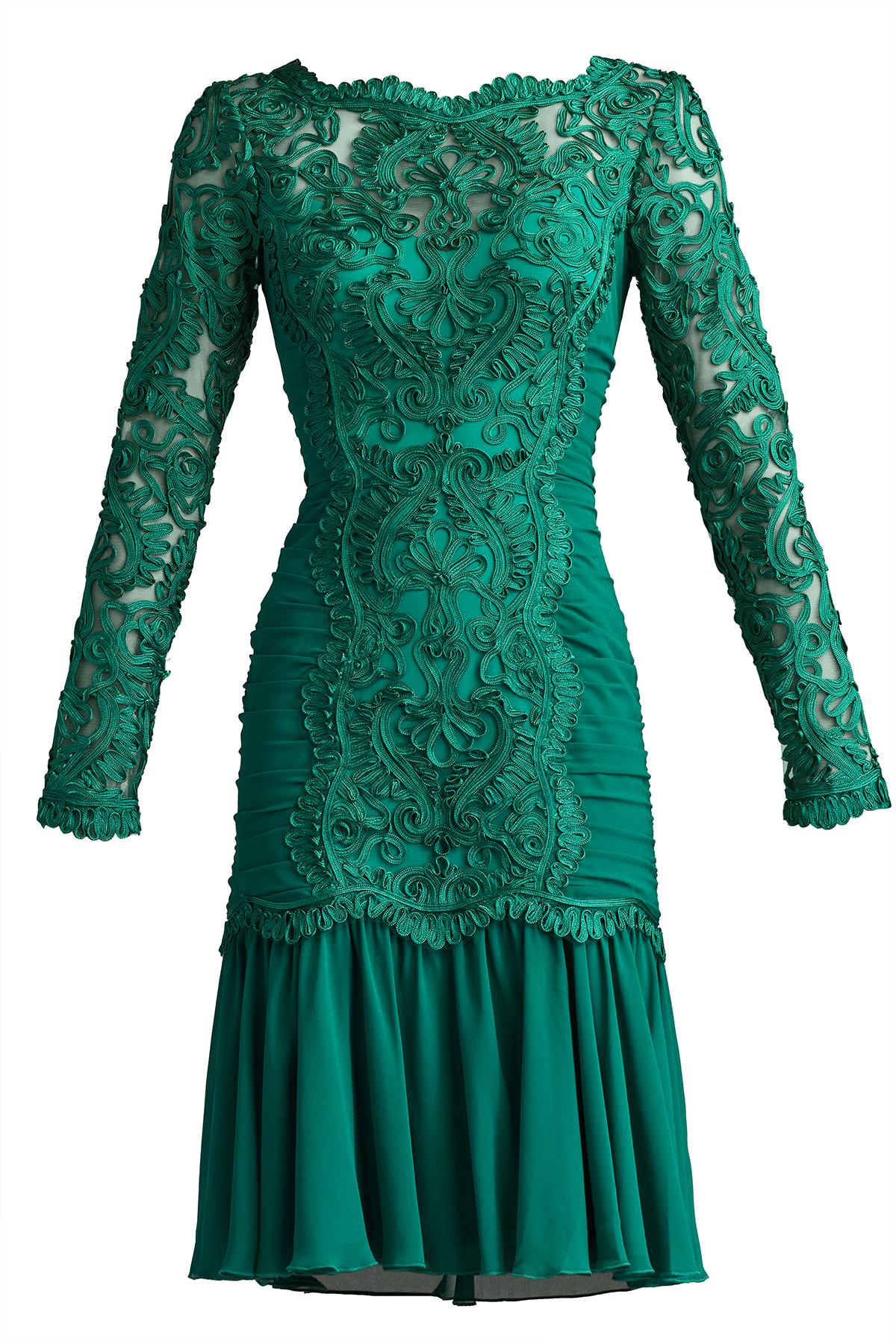 green satin long sleeve mini dress Harpor Satin Mini Dress in Kelly Green main image 1