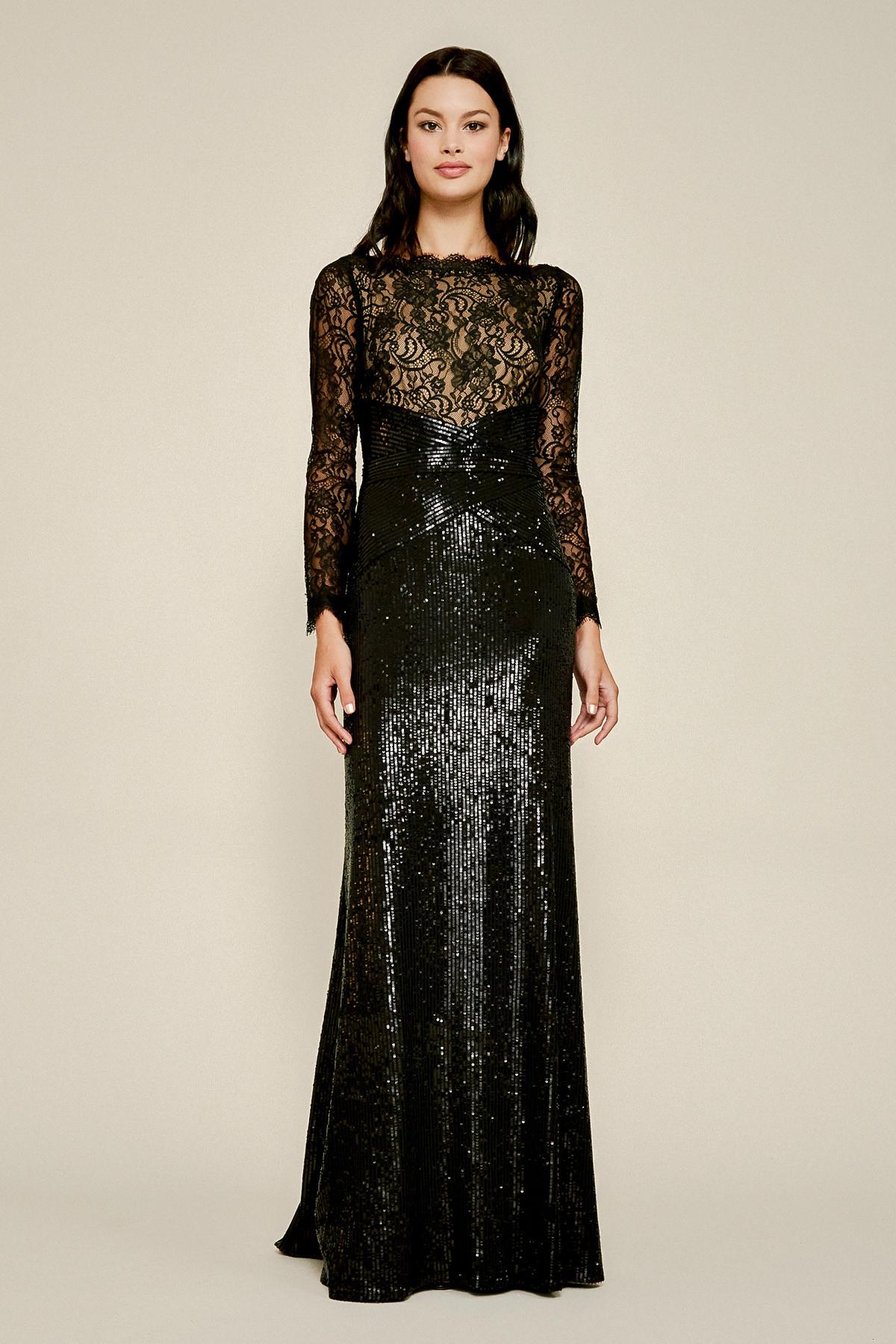 black lace and sequin dress