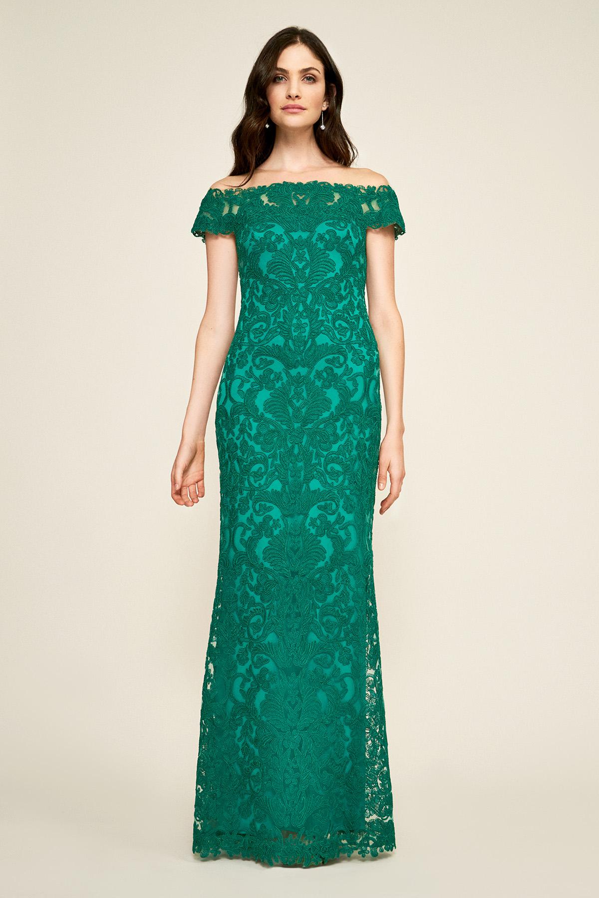 tadashi shoji green gown