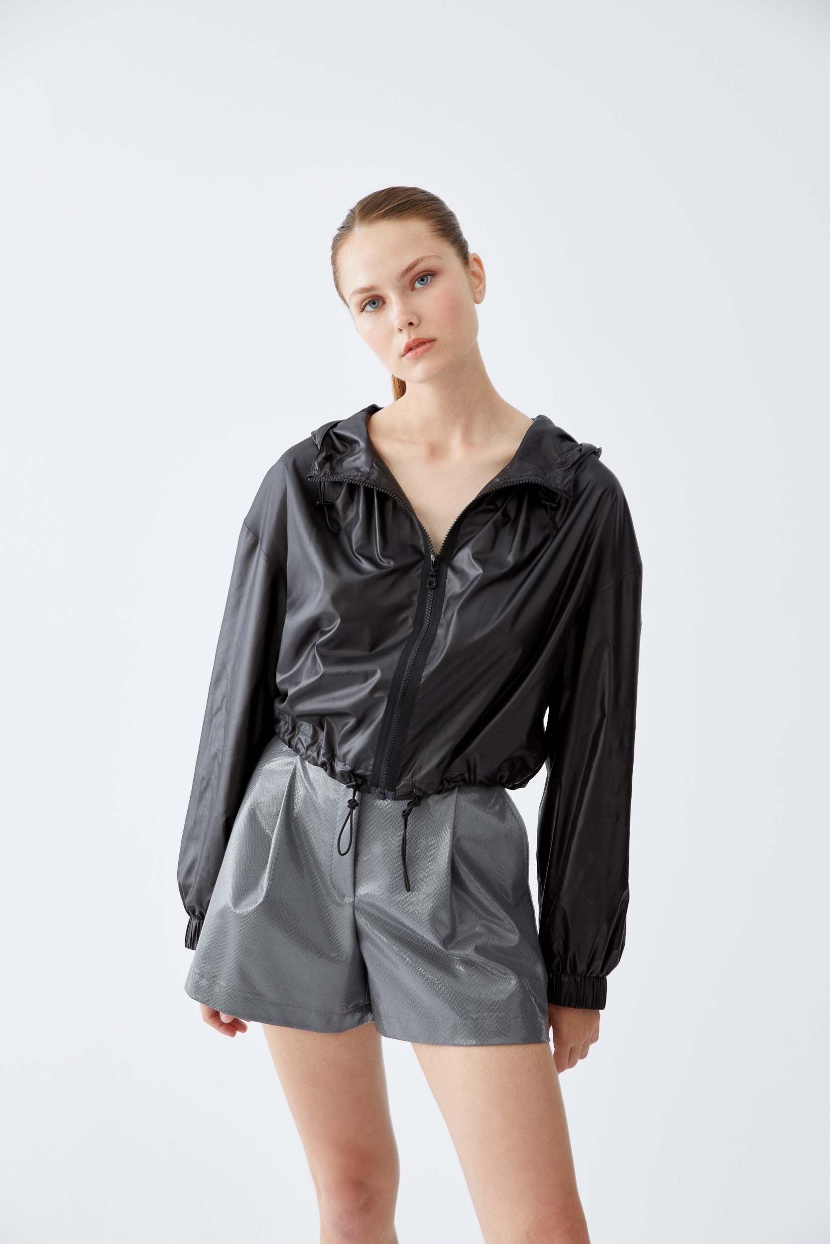 Roman Faux Leather Shorts in Grey (Gray 