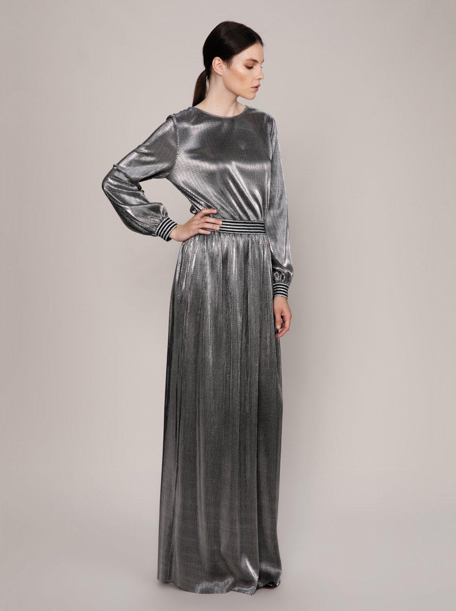 metallic maxi dress