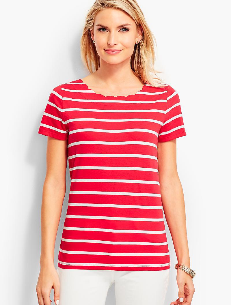 talbots scalloped tee