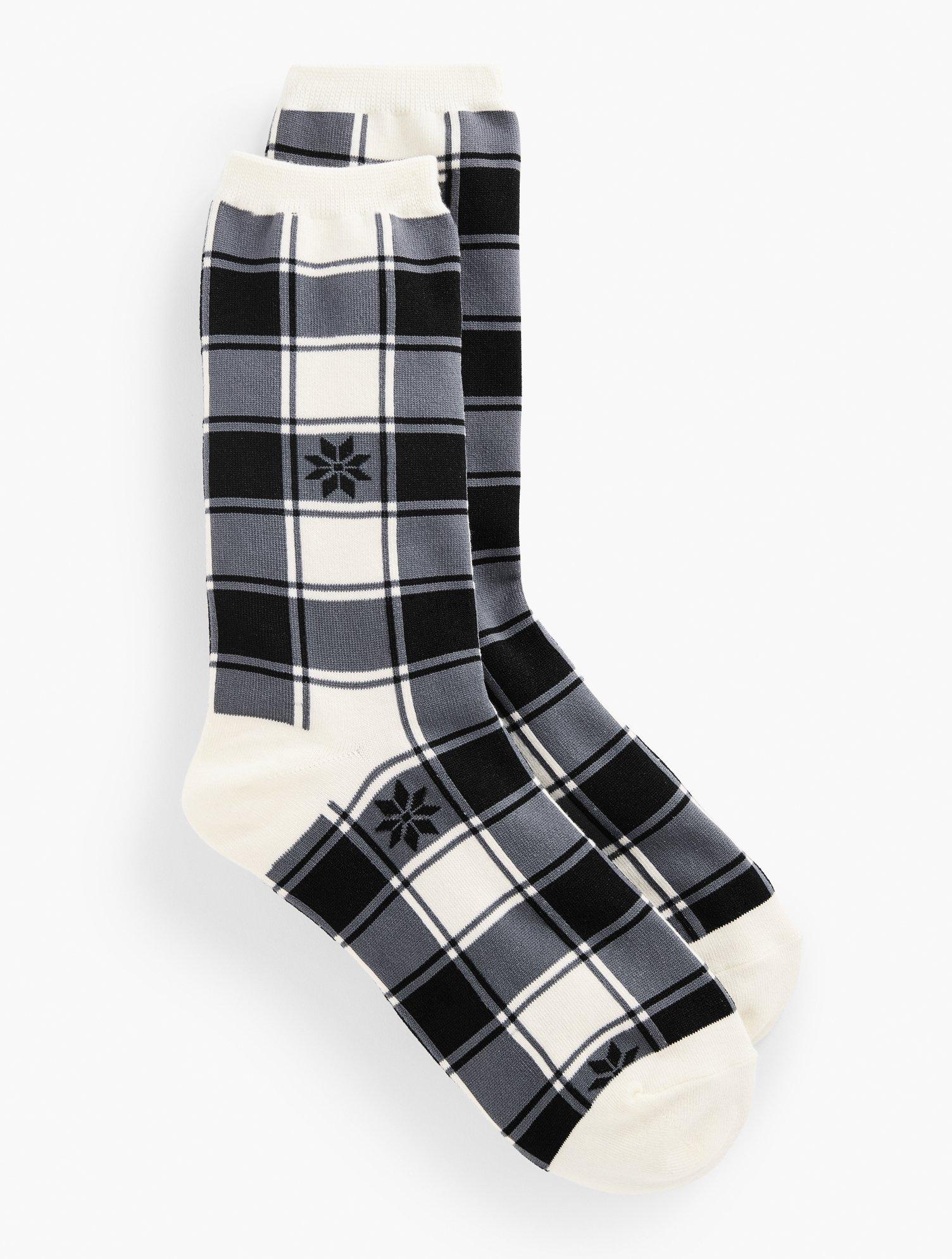 Talbots Snowflake Plaid Trouser Socks in Black | Lyst