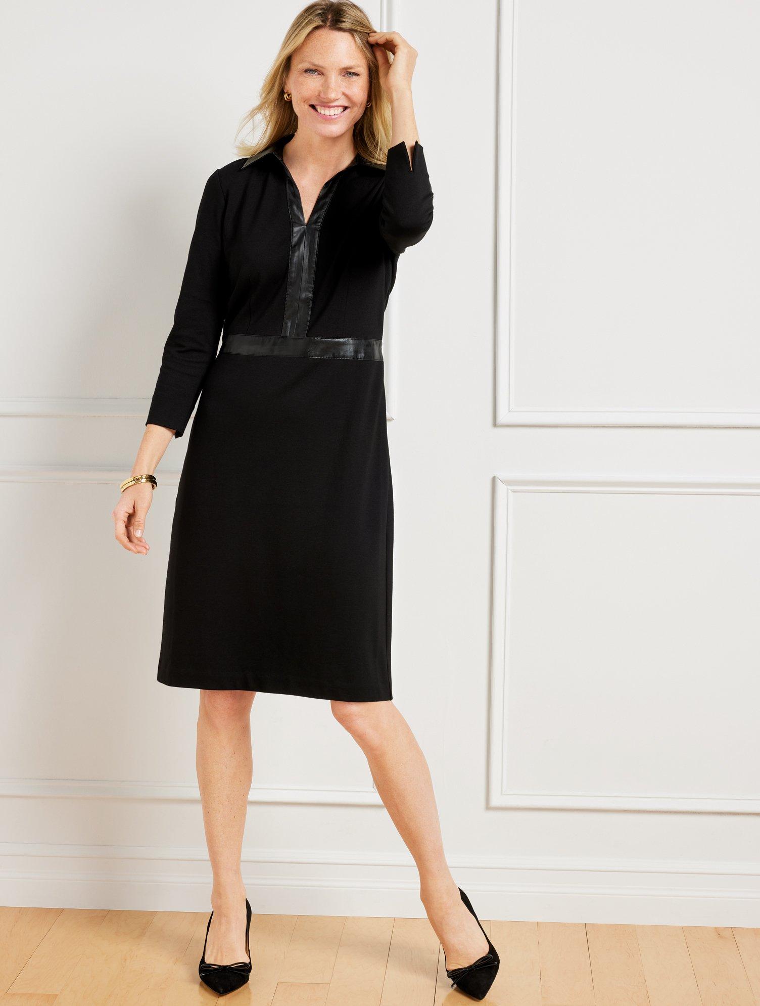 Talbots Faux Leather Trim Ponte Dress in Black Lyst Canada
