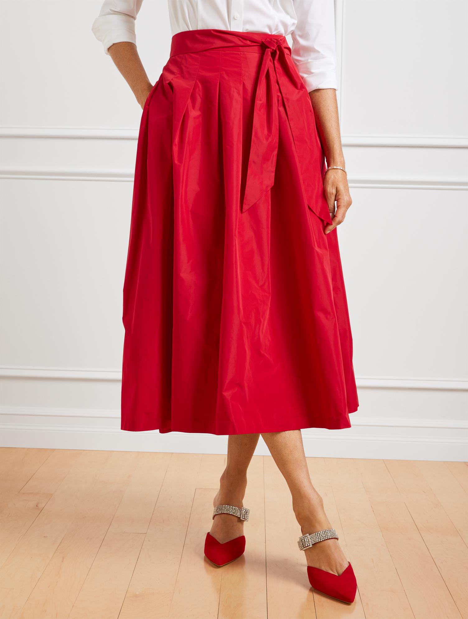 Talbots Taffeta Pleated Fit & Flare Skirt in Red Lyst
