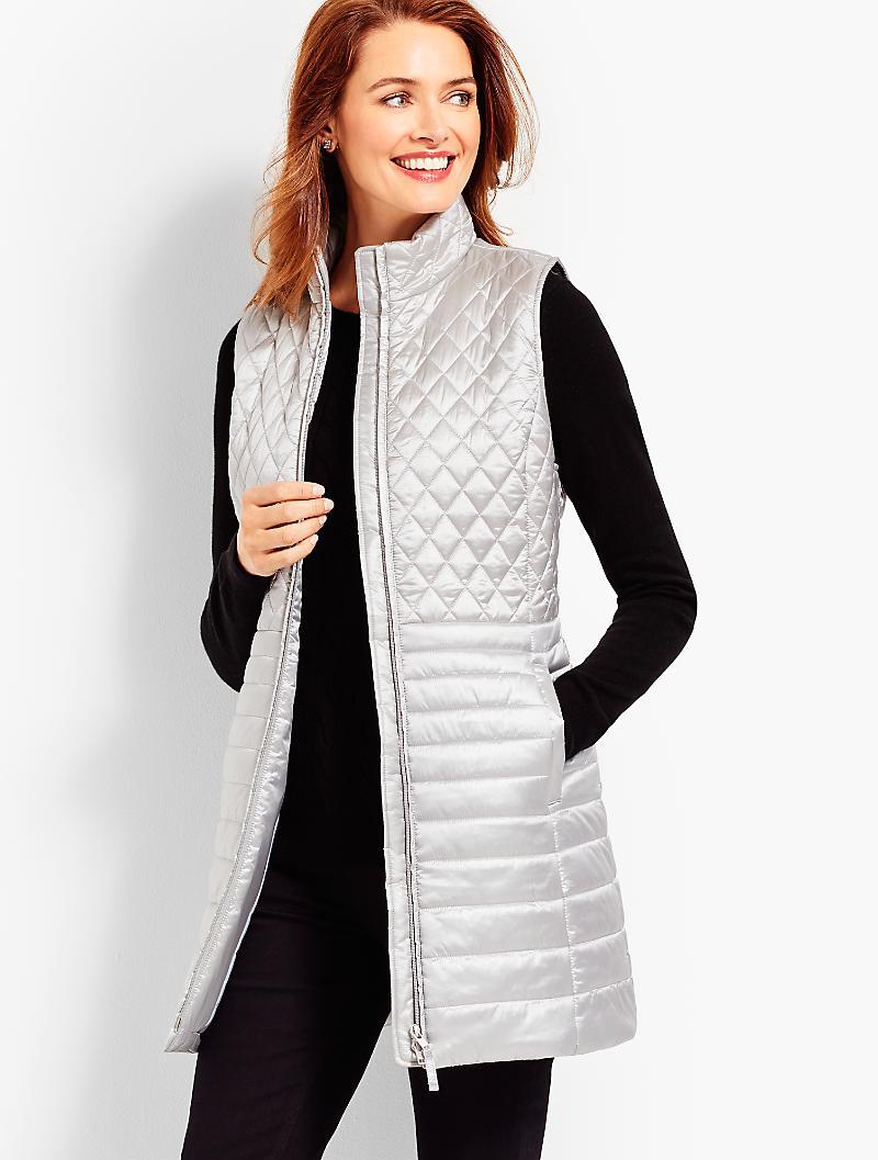 Talbots Synthetic Primaloft® Metallic Long Vest Lyst