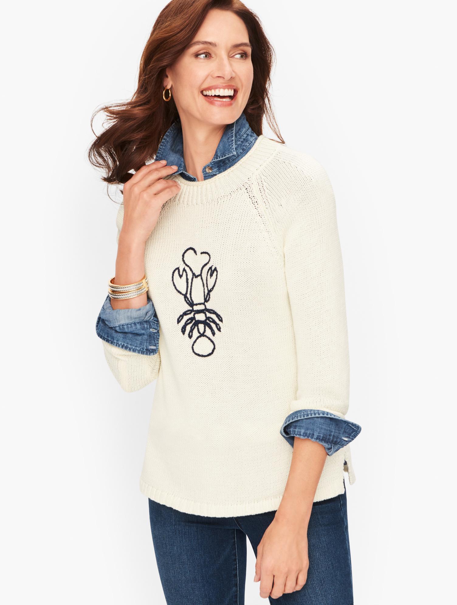 Talbots Cotton Embroidered Lobster 
