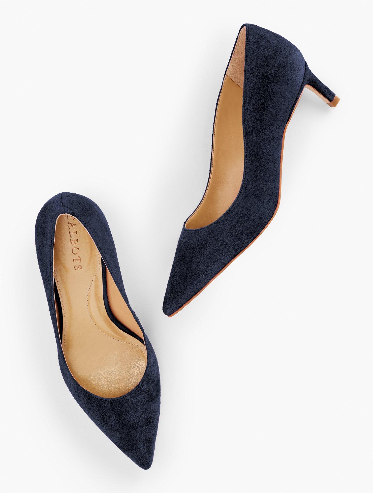 Blue suede kitten heels sales