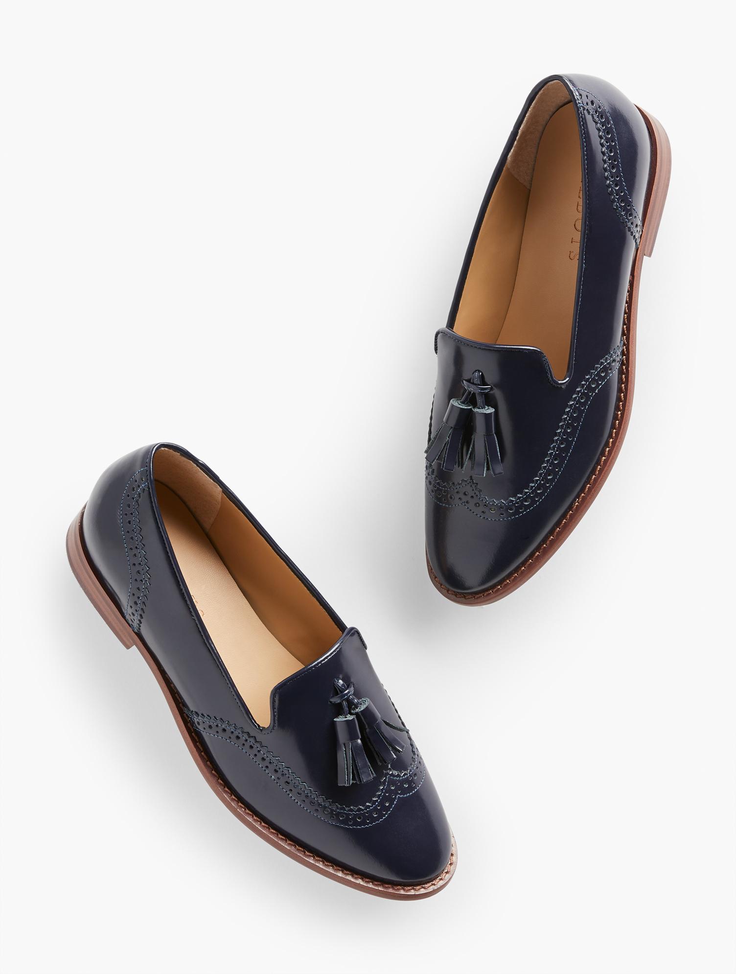 Talbots Leighton Brogue Box Loafers in Blue | Lyst