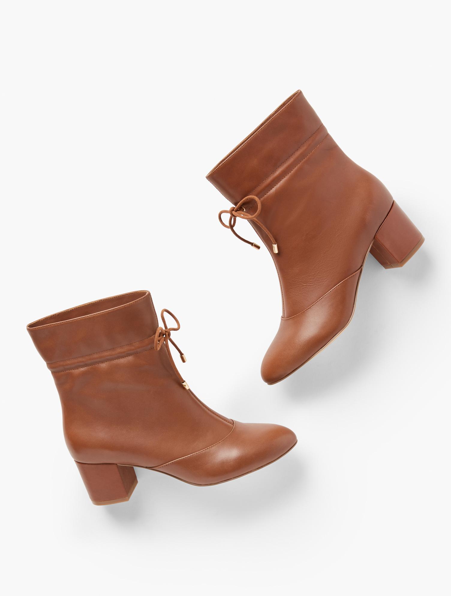 Talbots Maud Cinched Leather Ankle Boots in Brown | Lyst