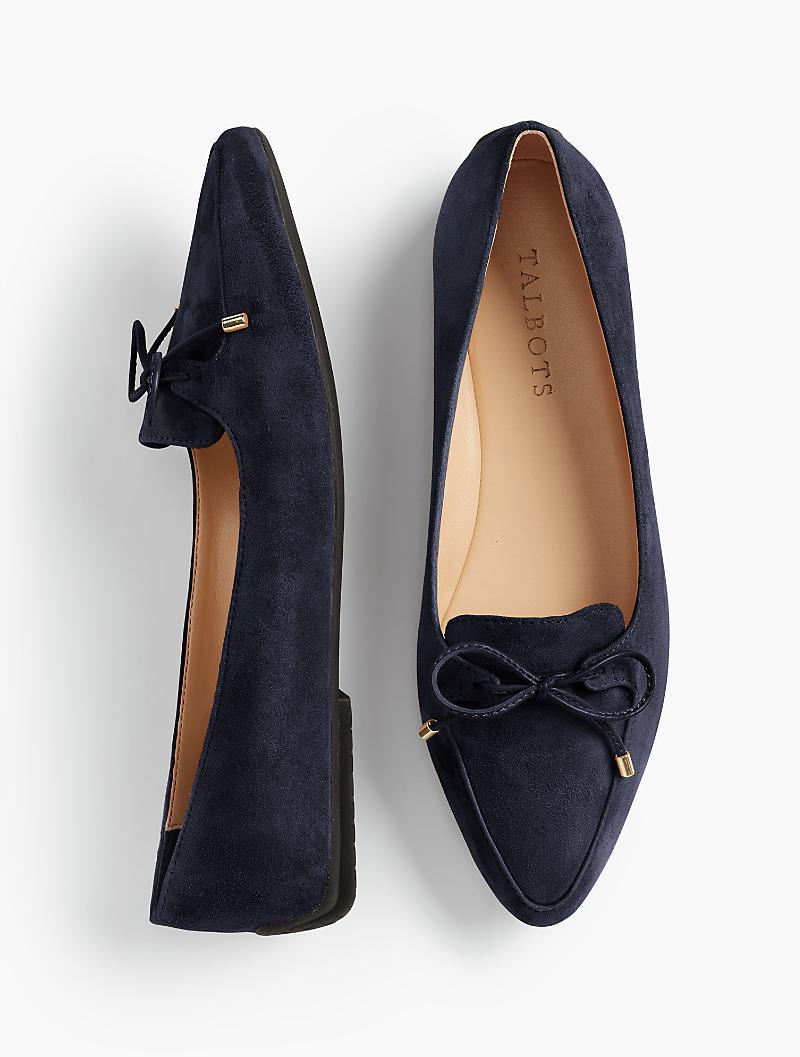 Talbots Suede Francesca Bow-front Driving Flats in Indigo Blue (Blue ...