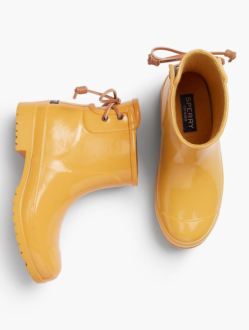 sperry yellow rain boots