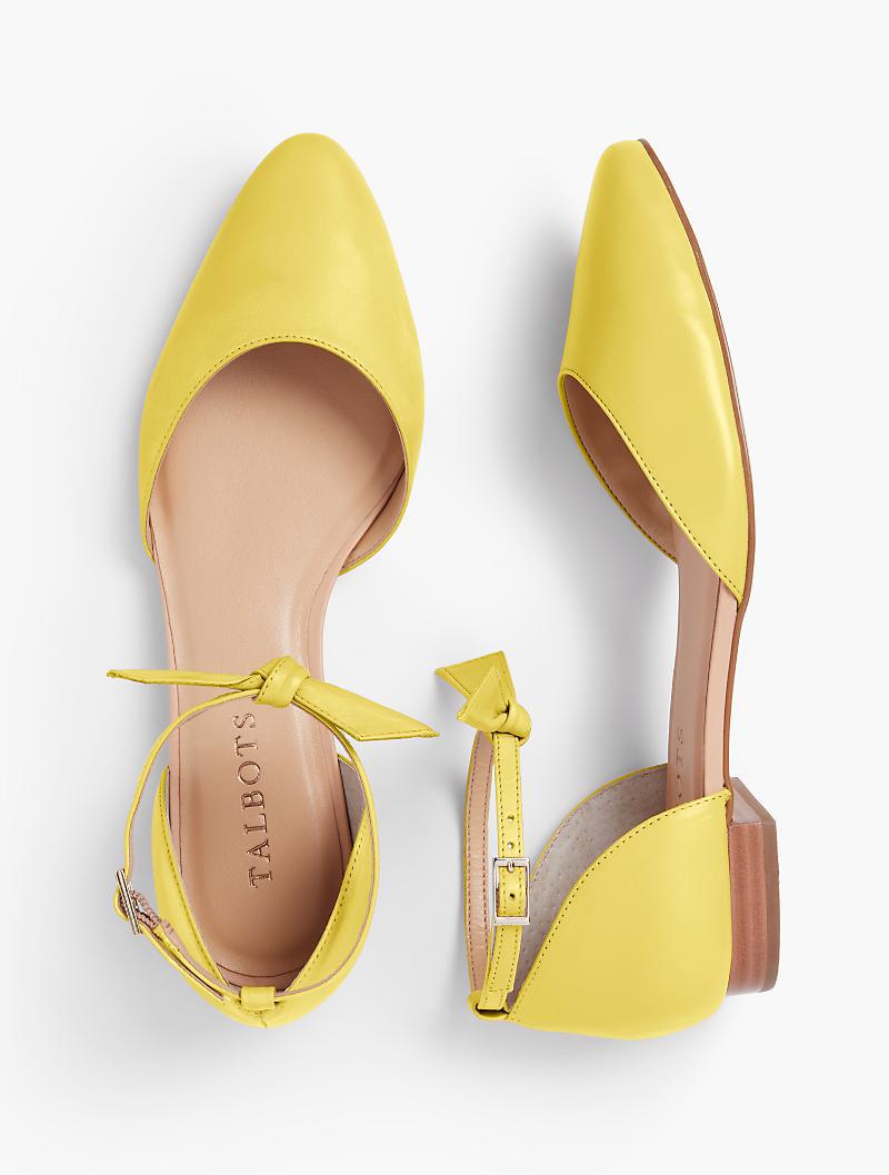 yellow ankle strap flats