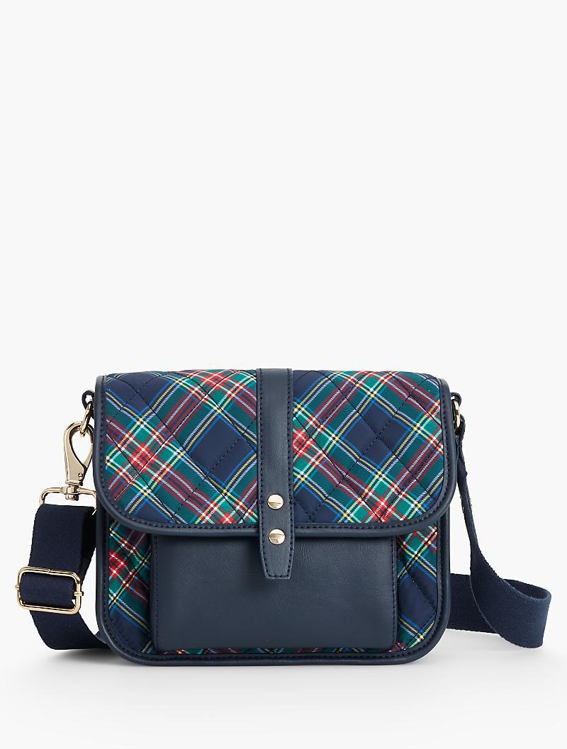 Talbots Synthetic Quilted Nylon Indigo Plaid Crossbody Bag in Blue - Lyst