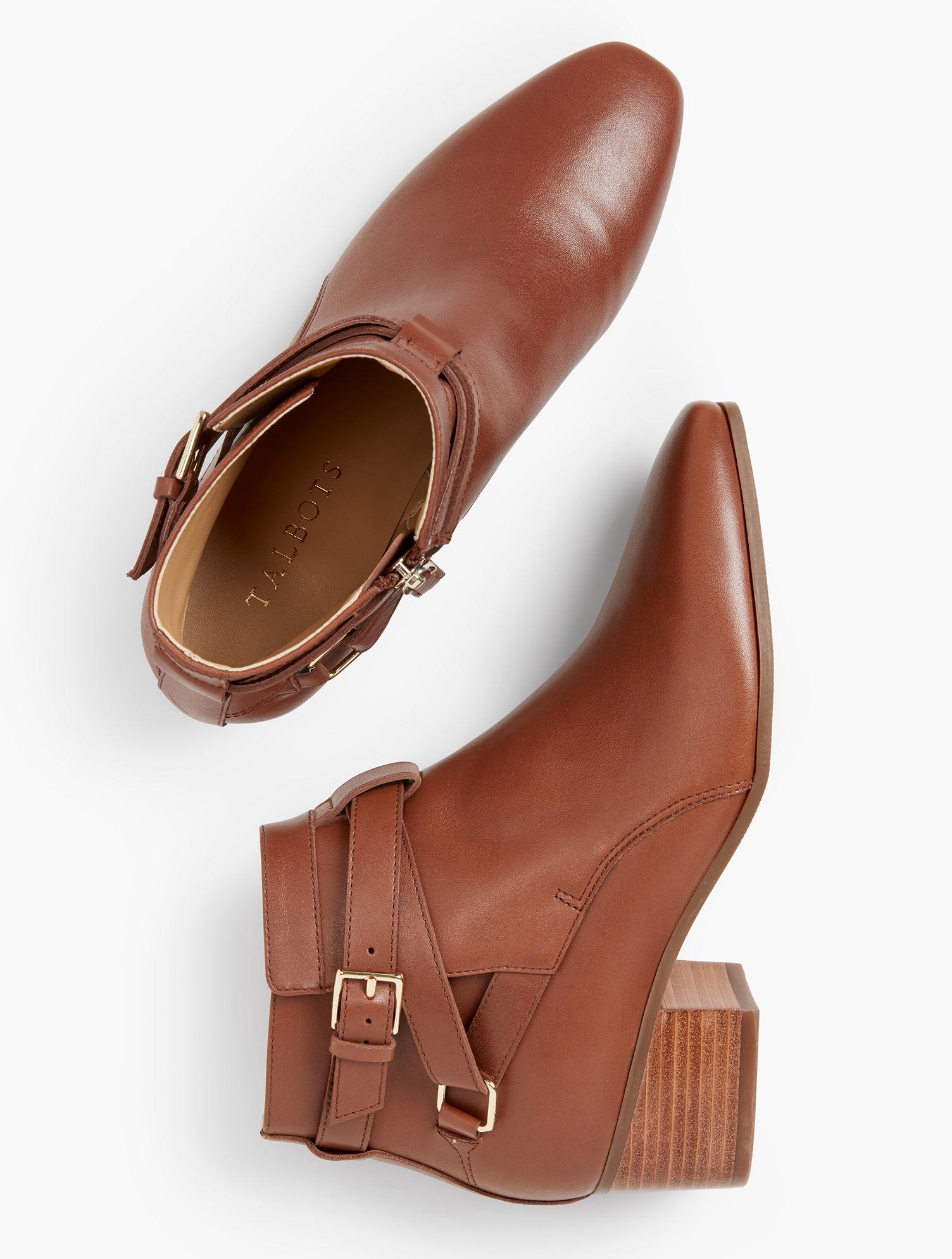 Talbots Leather Dakota Block Heel Ankle Boots in Chestnut (Brown) Lyst
