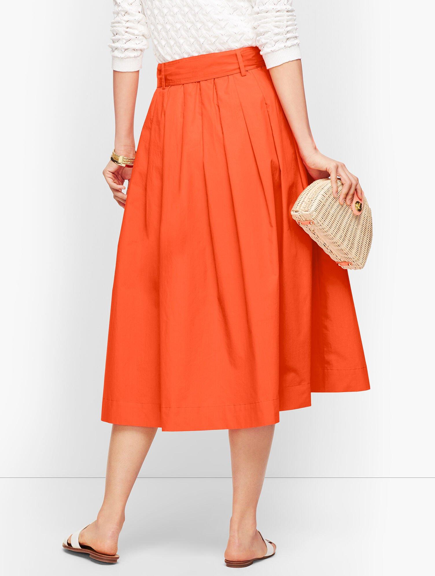 Talbots Cotton Poplin Button Front Full Midi Skirt in Indigo (Blue) Lyst