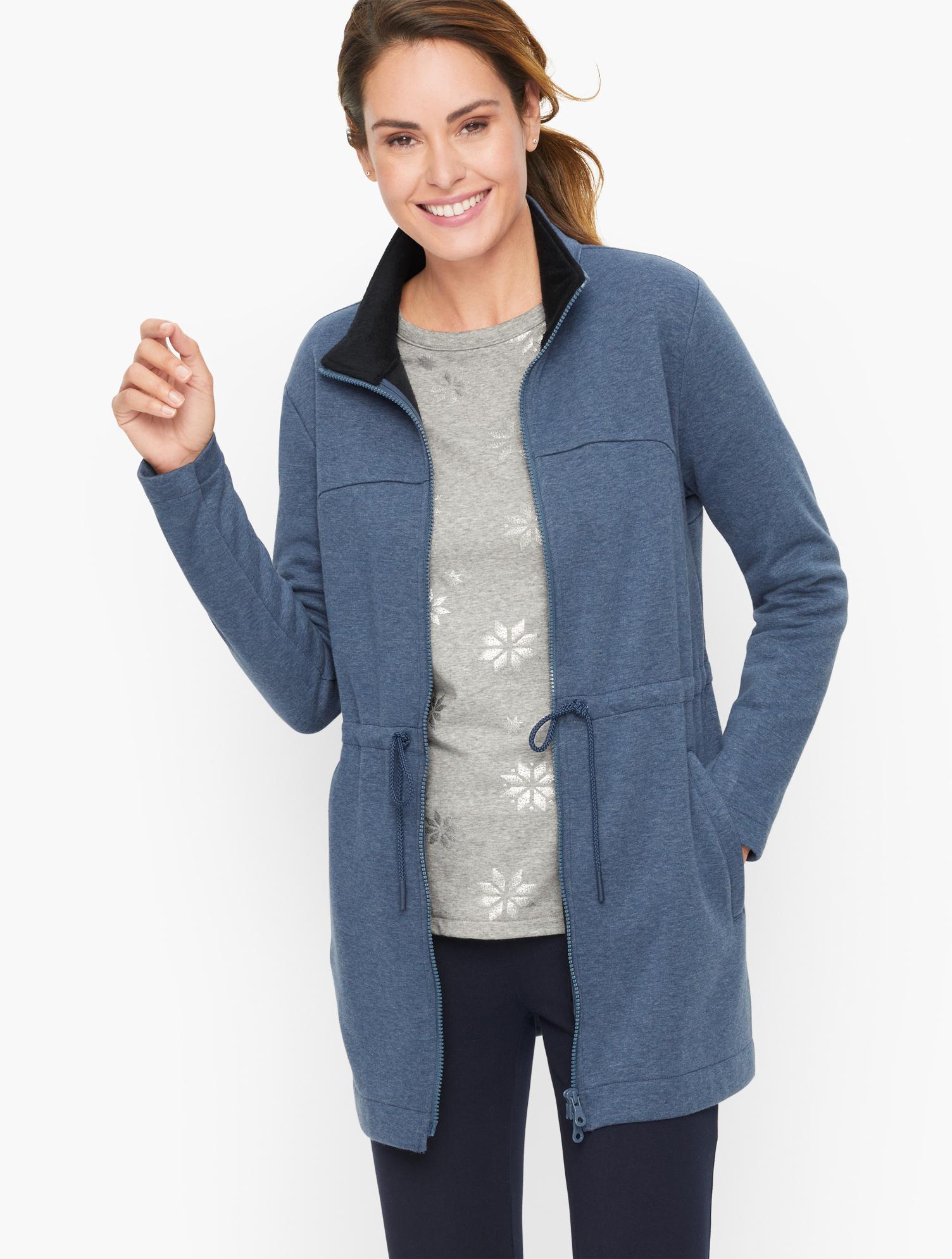 Talbots Cozy Fleece Jacket in Blue Lyst