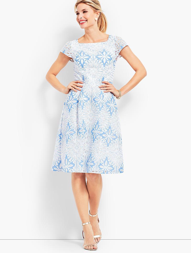 talbots mixed lace fit and flare dress