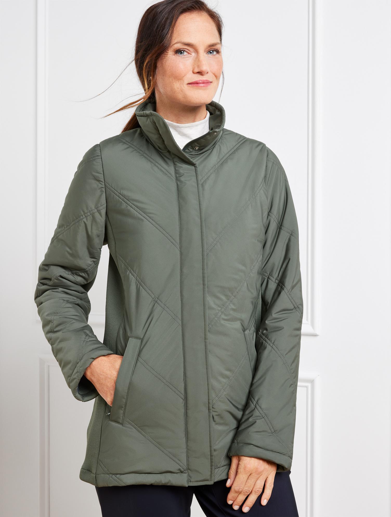 Talbots Channel Quilted Jacket in Green Lyst